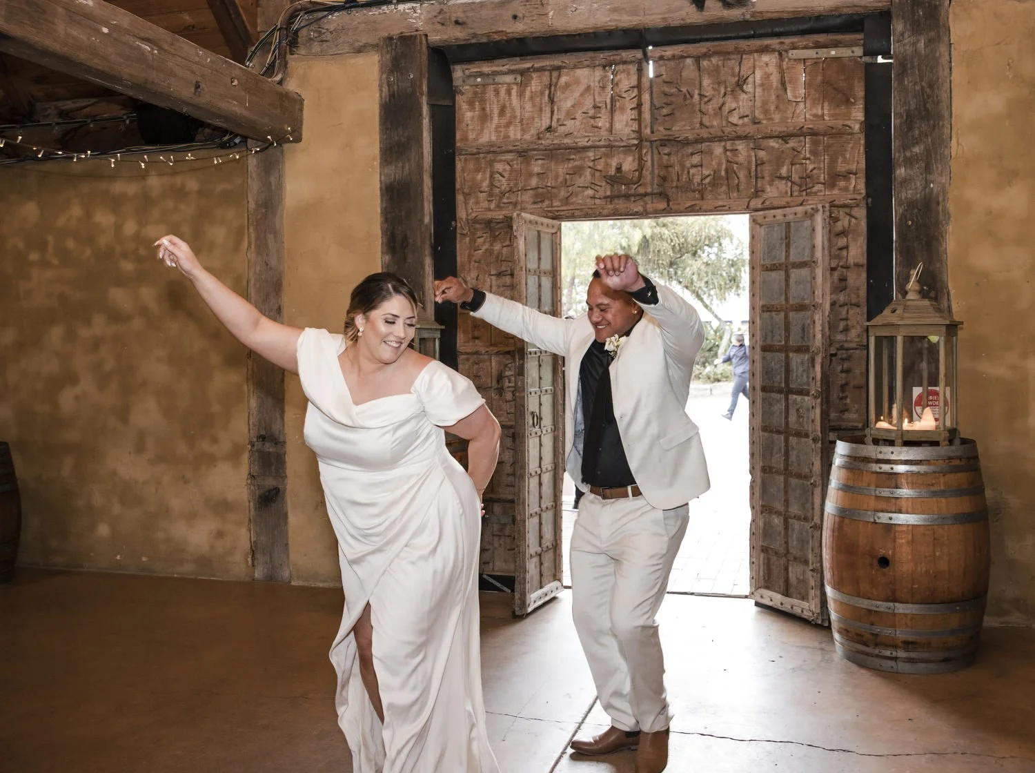 Bride and Groom dancing at Peppers Creek Barrel Room  
