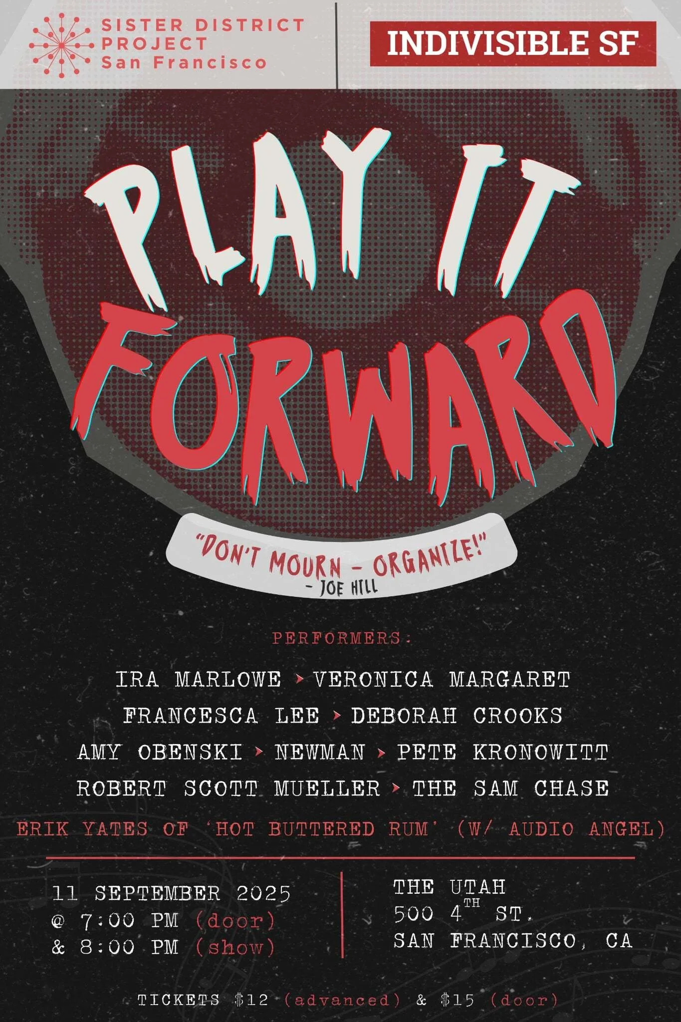 Play It Forward - Music shows with Sister District and Indivisible SF