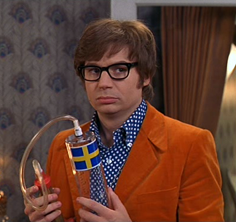 Austin Powers and the infamous ‘it’s not mine baby, it’s not mine’ device.