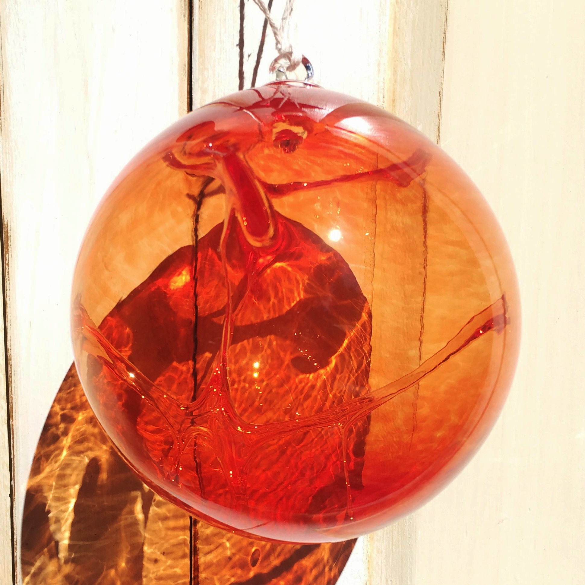 Blown Glass Cherry Red Witch Ball