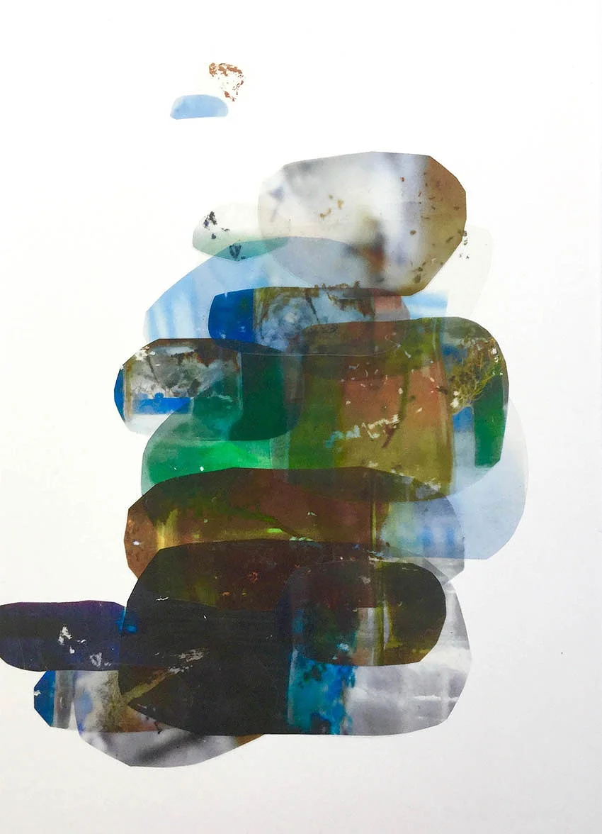   Experiments with colour and mould  - photo image on transparency film, acrylic paint 