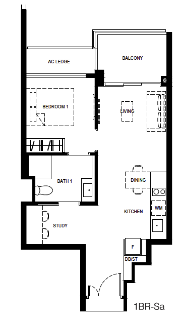 Normanton Park 1-Bedroom + Study 1BR-Sa layout.png