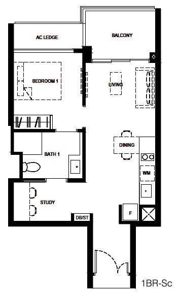 Normanton Park 1-Bedroom + Study 1BR-Sc layout.png