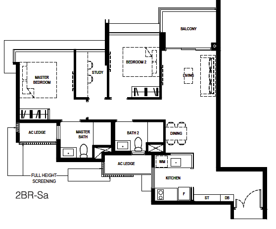 Normanton Park 2-Bedroom + Study 2BR-Sa layout.png