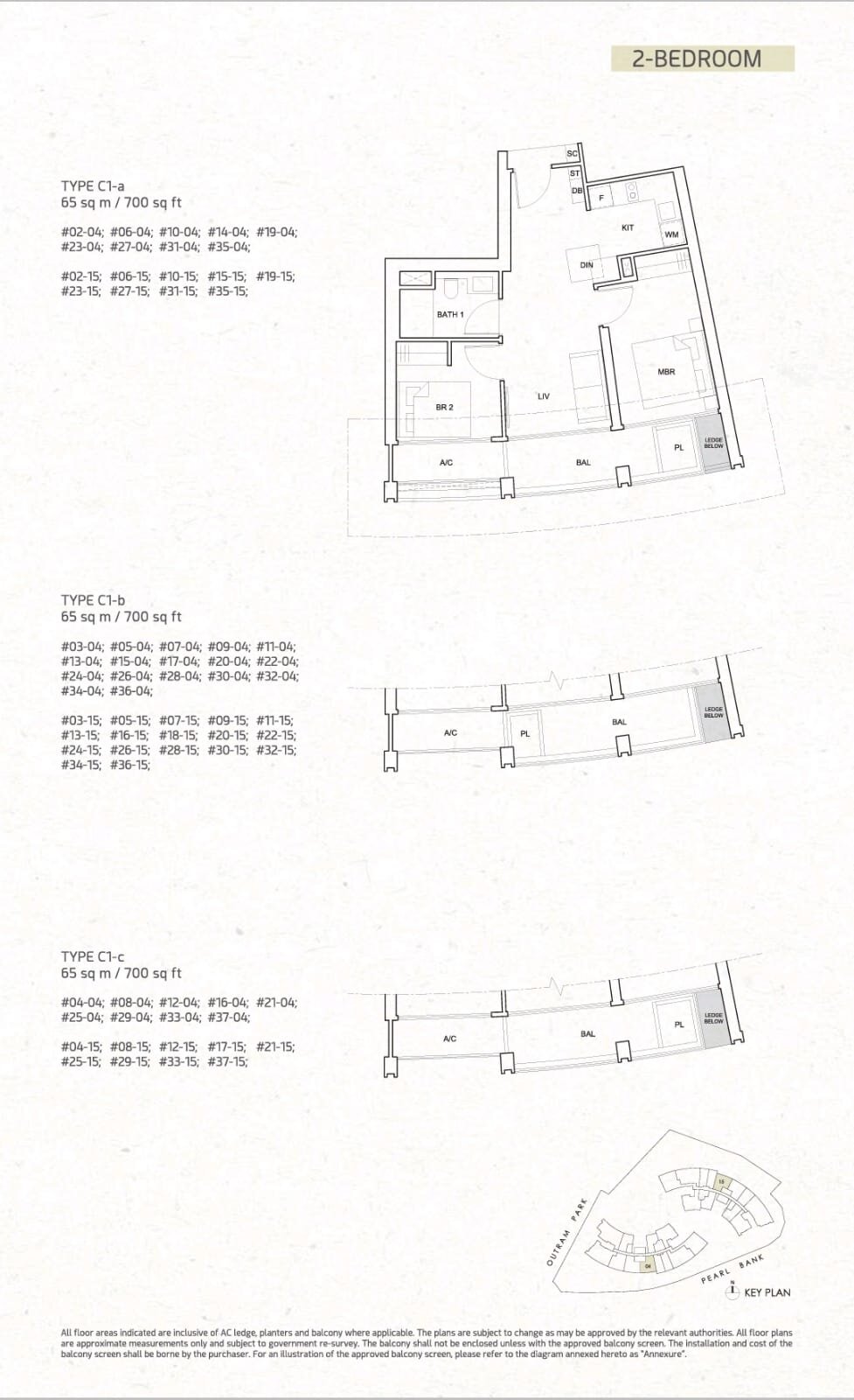 OPB Floor plan 2B C1-a, b and c