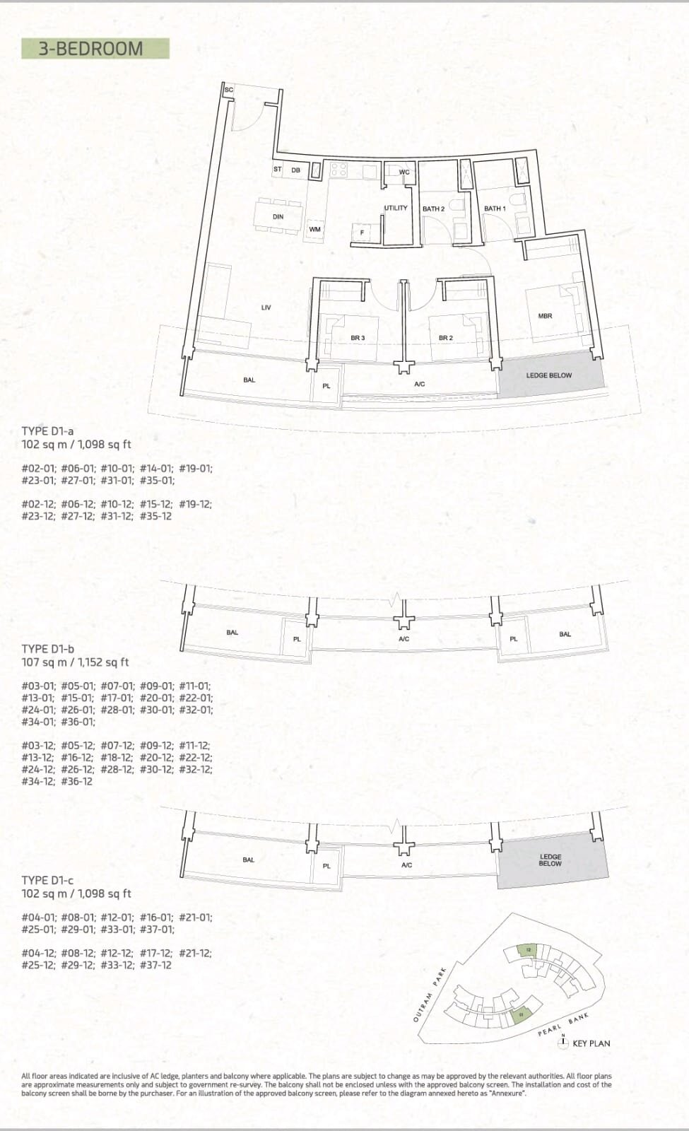 OPB Floor plan 3B D1-a, b and c