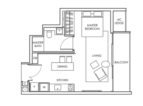 Highline Residence’s 1-Bedroom A(m)