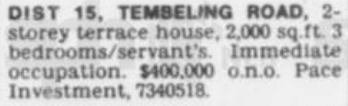 Tembeling Road, The Straits Times, 6 November 1981 courtesy NLB and SPH.
