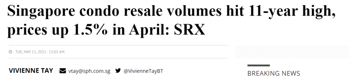 Headline from Business Times, 11 May 2021