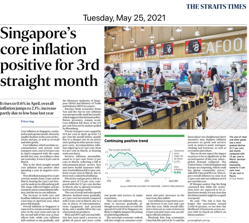 Headline from Straits Times, 25 May 2021