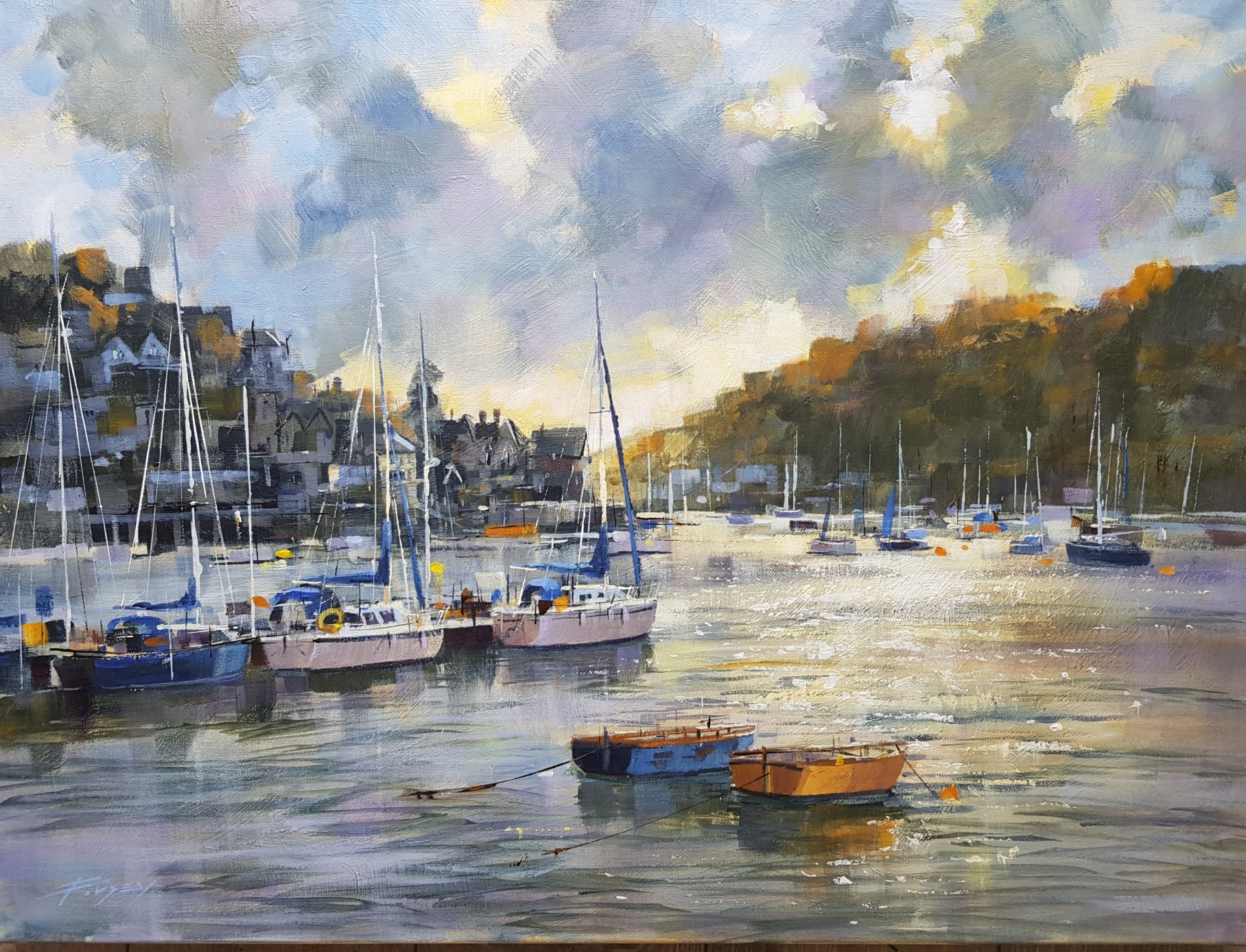 CHRIS FORSEY DEMONSTRATES A HARBOUR SCENE IN MIXED MEDIA