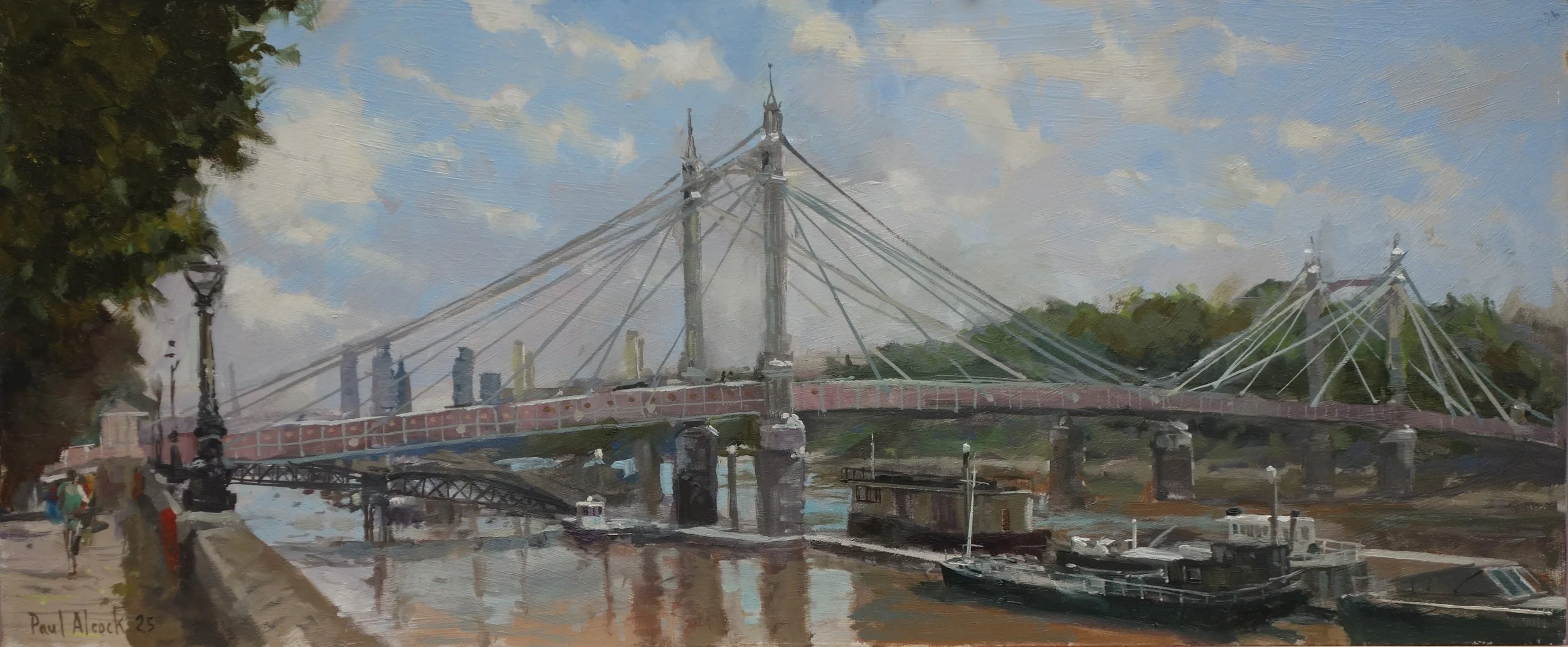 PAUL ALCOCK DEMONSTRATES A RIVERSIDE SCENE IN OILS