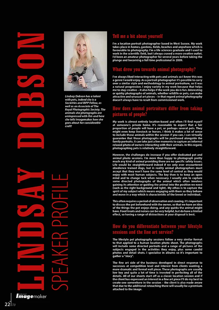 Professional Imagemaker Magazine Interview June 2014