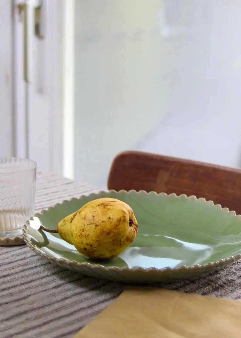 Medium Serving or Fruit Bowl-Scalloped Edge, Jade Green (New Colour!)