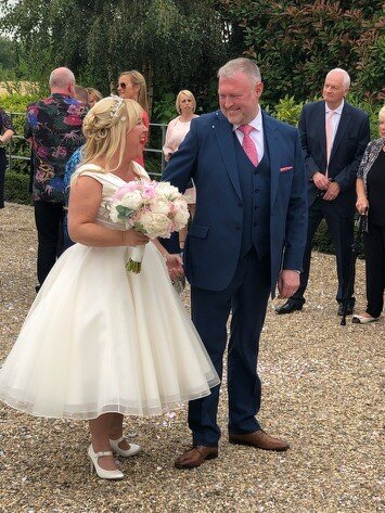   The lady in this three quarter length dress, bought it in London, and her parents gave it to me to alter and I never met the bride I just did the work and pressed it, and she was absolutely delighted! 