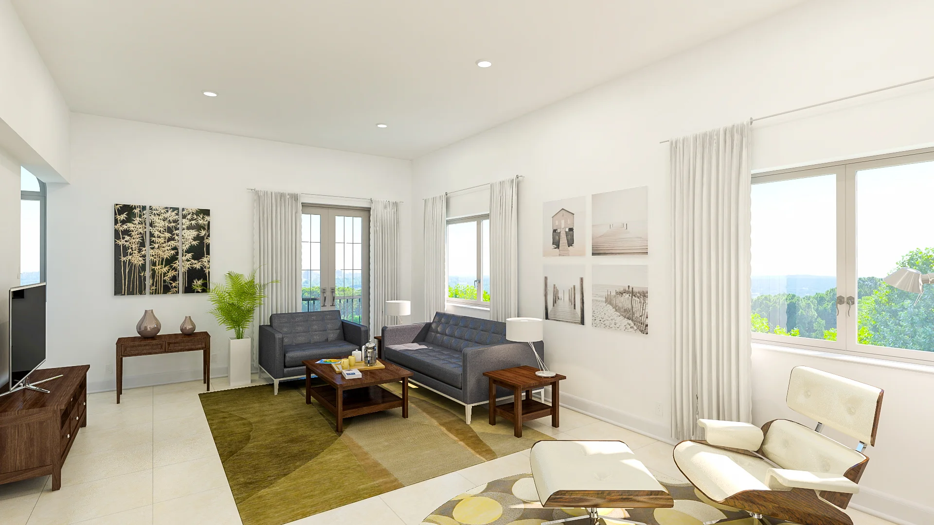• Location: Fort Lauderdale, FL • Project Type: Multi-Family Development • Order: 3D Interior Rendering - Typical Unit Living Room