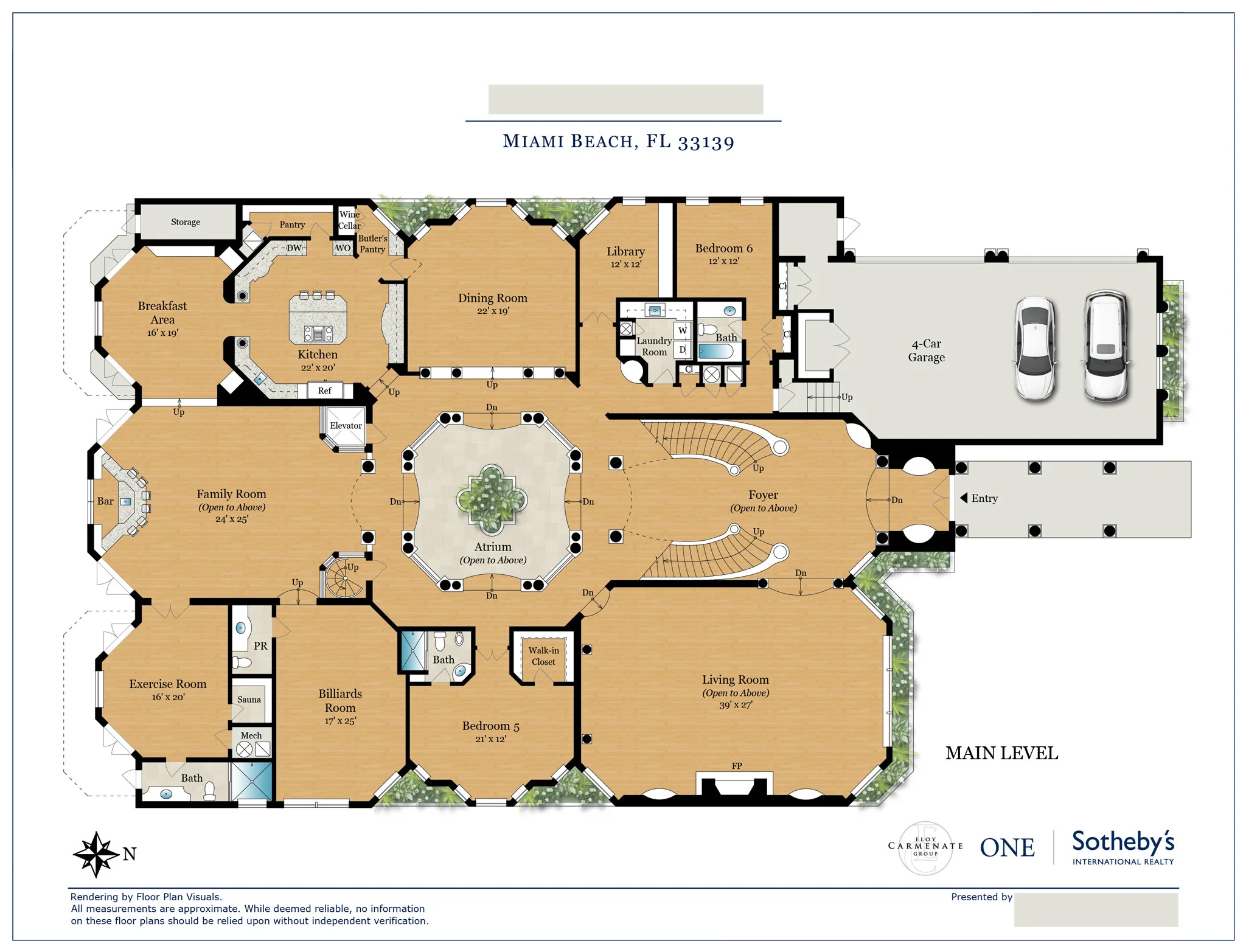 • Location: Miami Beach, FL • Property Type: Single Family Home • Size: 10,970 sq ft • Order: Color floor plan
