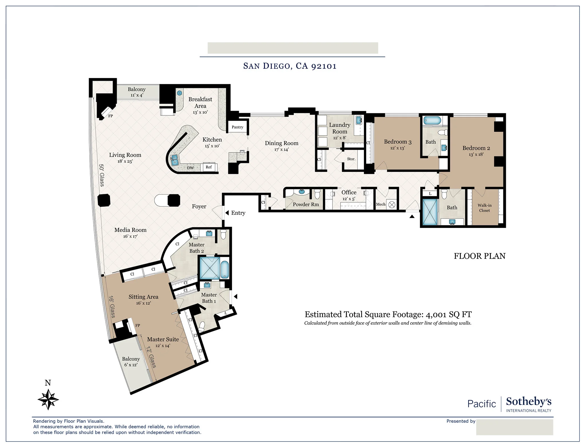 • Location: San Diego, CA • Property Type: Apartment/Condo • Size: 4,001 sq ft • Order: Color floor plan