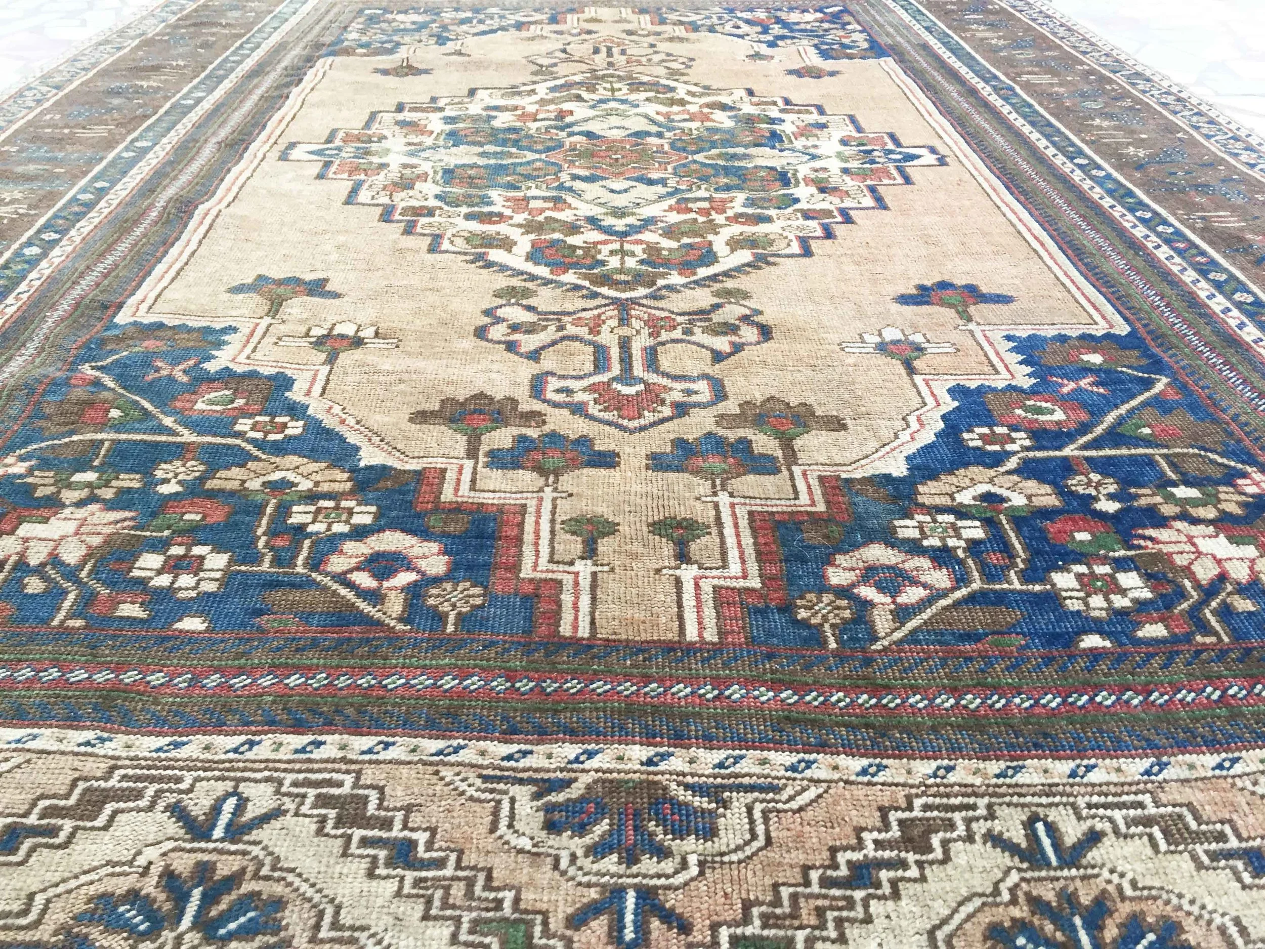 Vintage Turkish Oushak Handmade Wool Rug