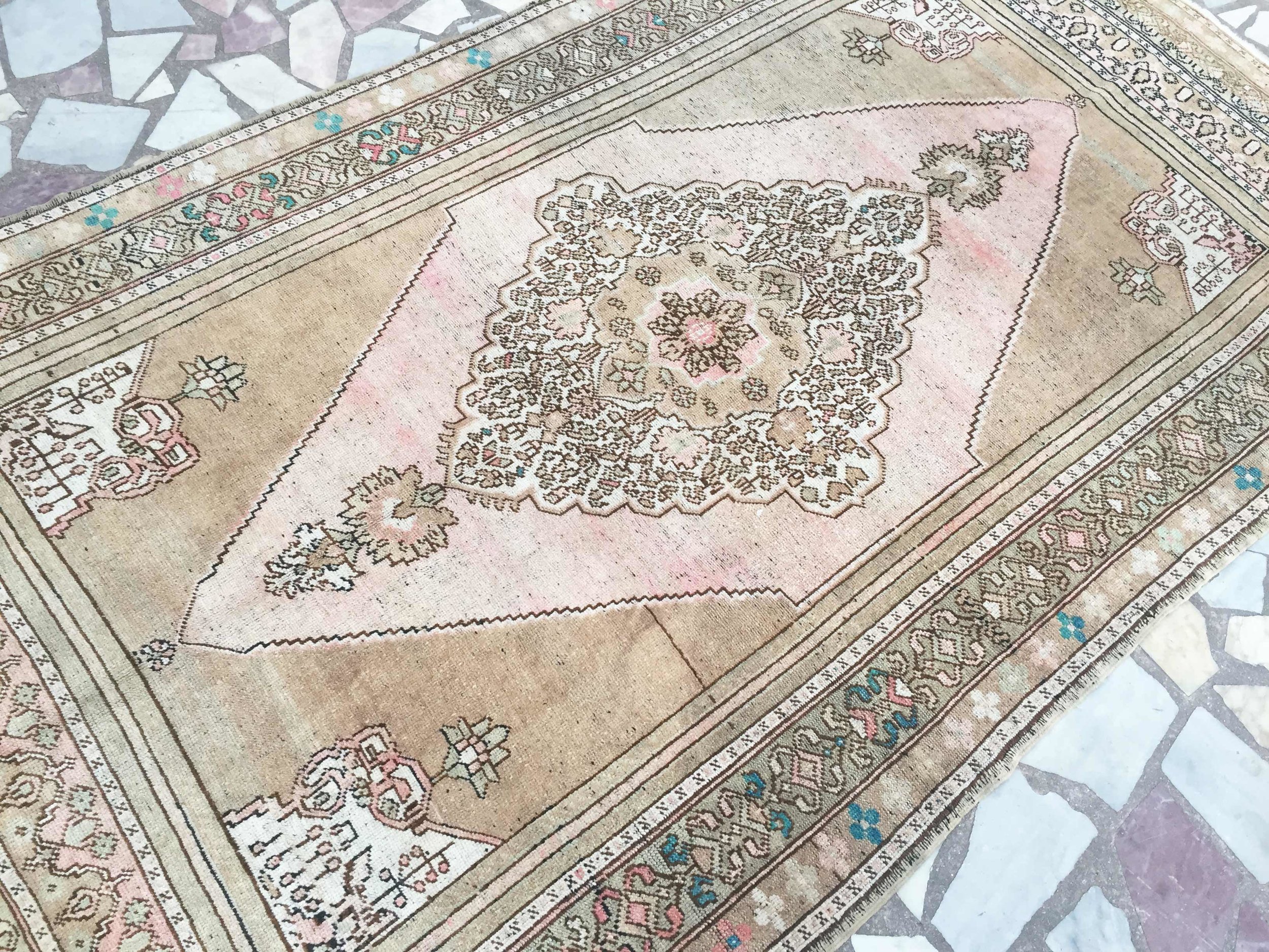 Vintage Turkish Oushak Handmade Wool Rug