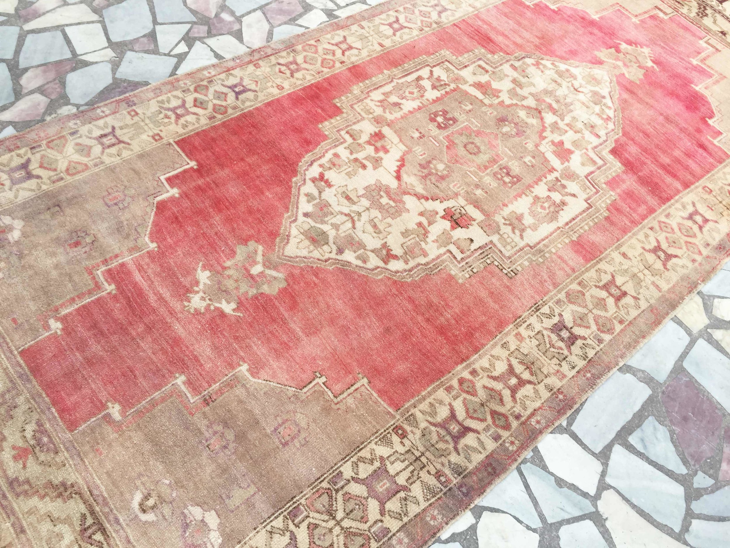 Vintage Turkish Oushak Handmade Wool Rug