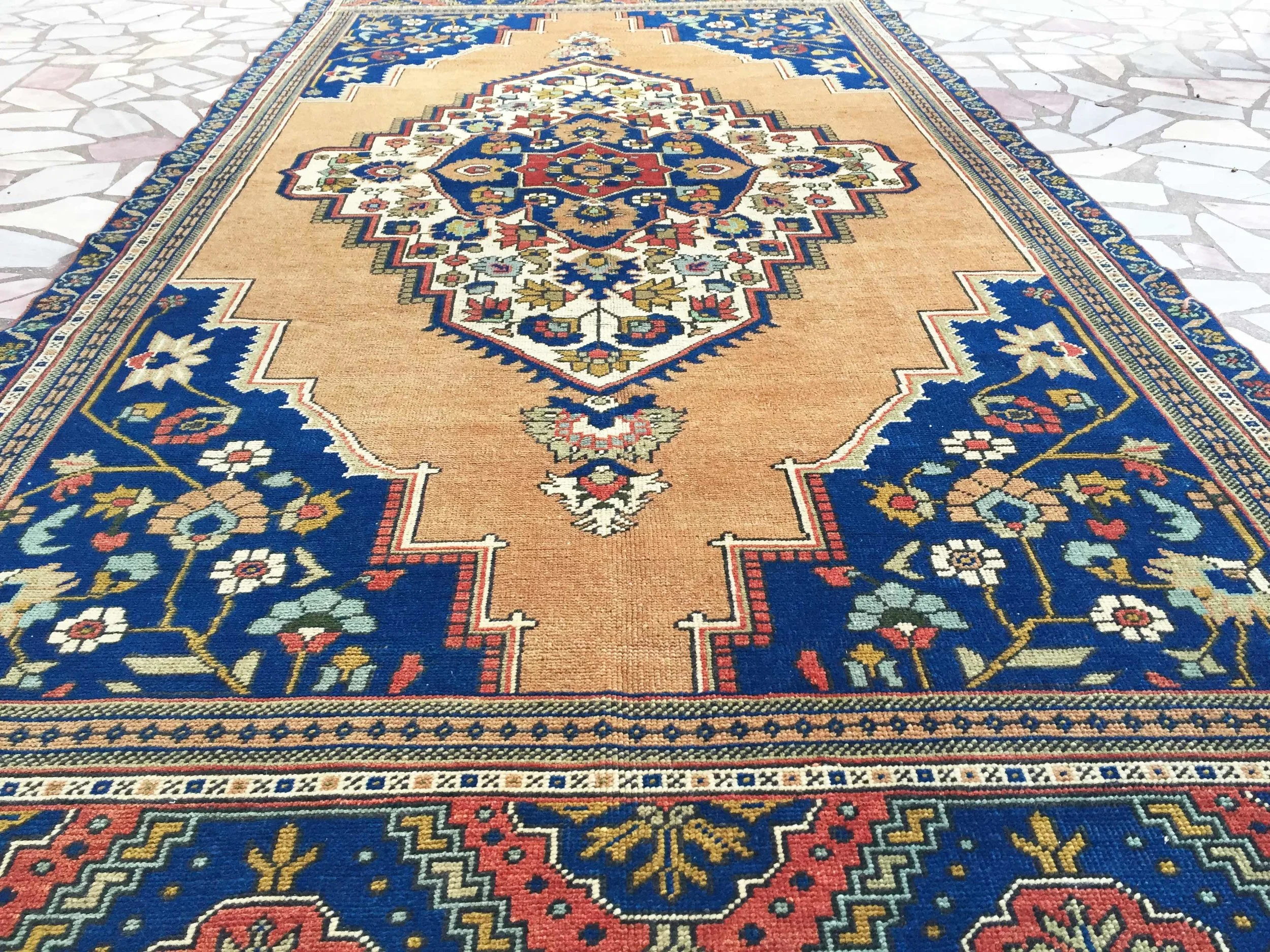 Vintage Turkish Oushak Handmade Wool Rug