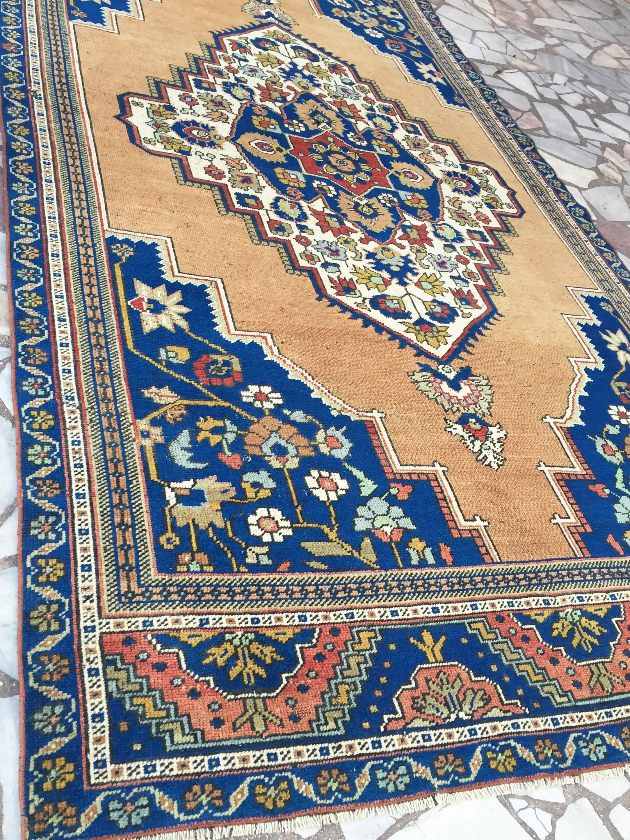 Vintage Turkish Oushak Handmade Wool Rug