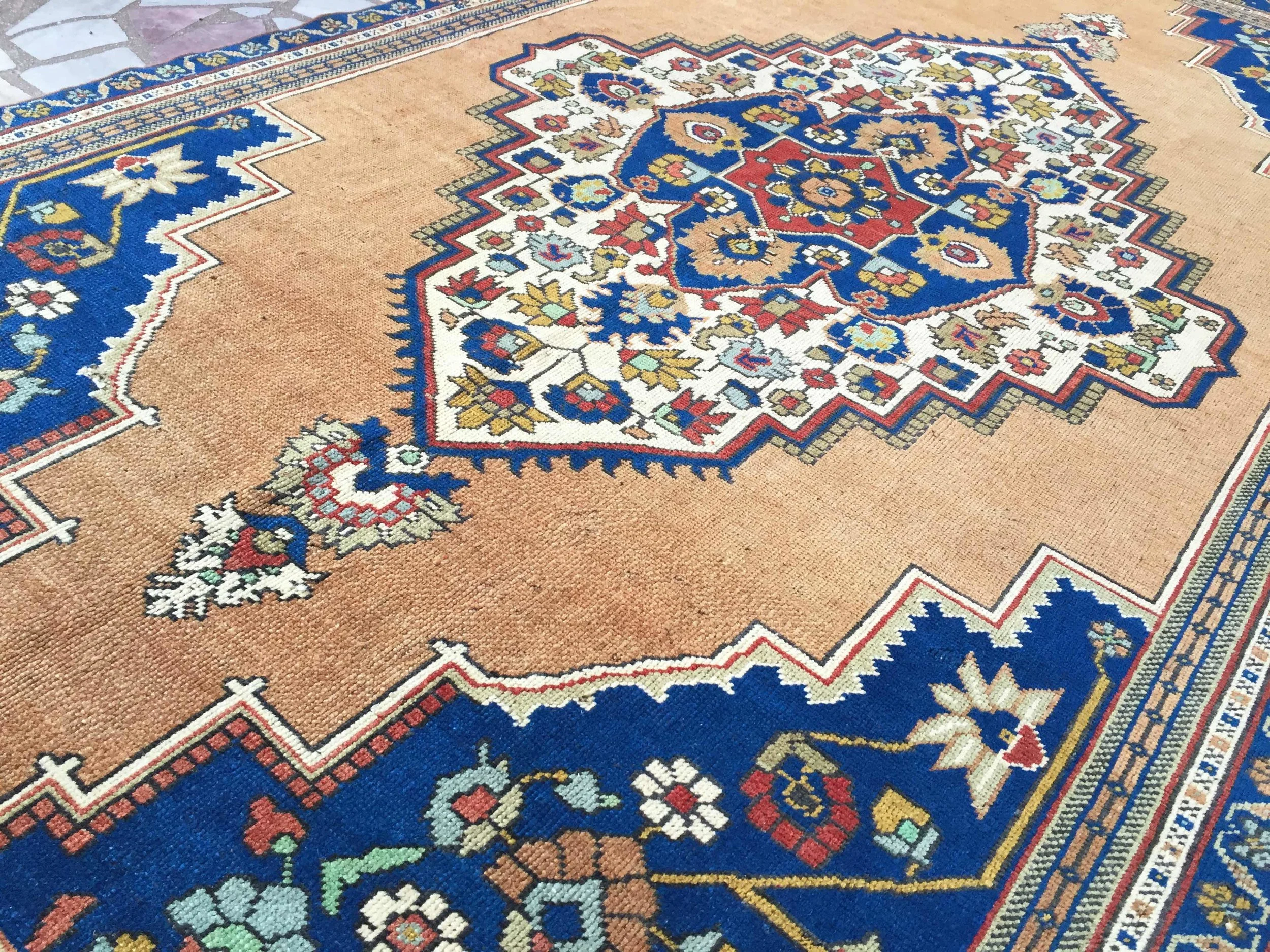 Vintage Turkish Oushak Handmade Wool Rug