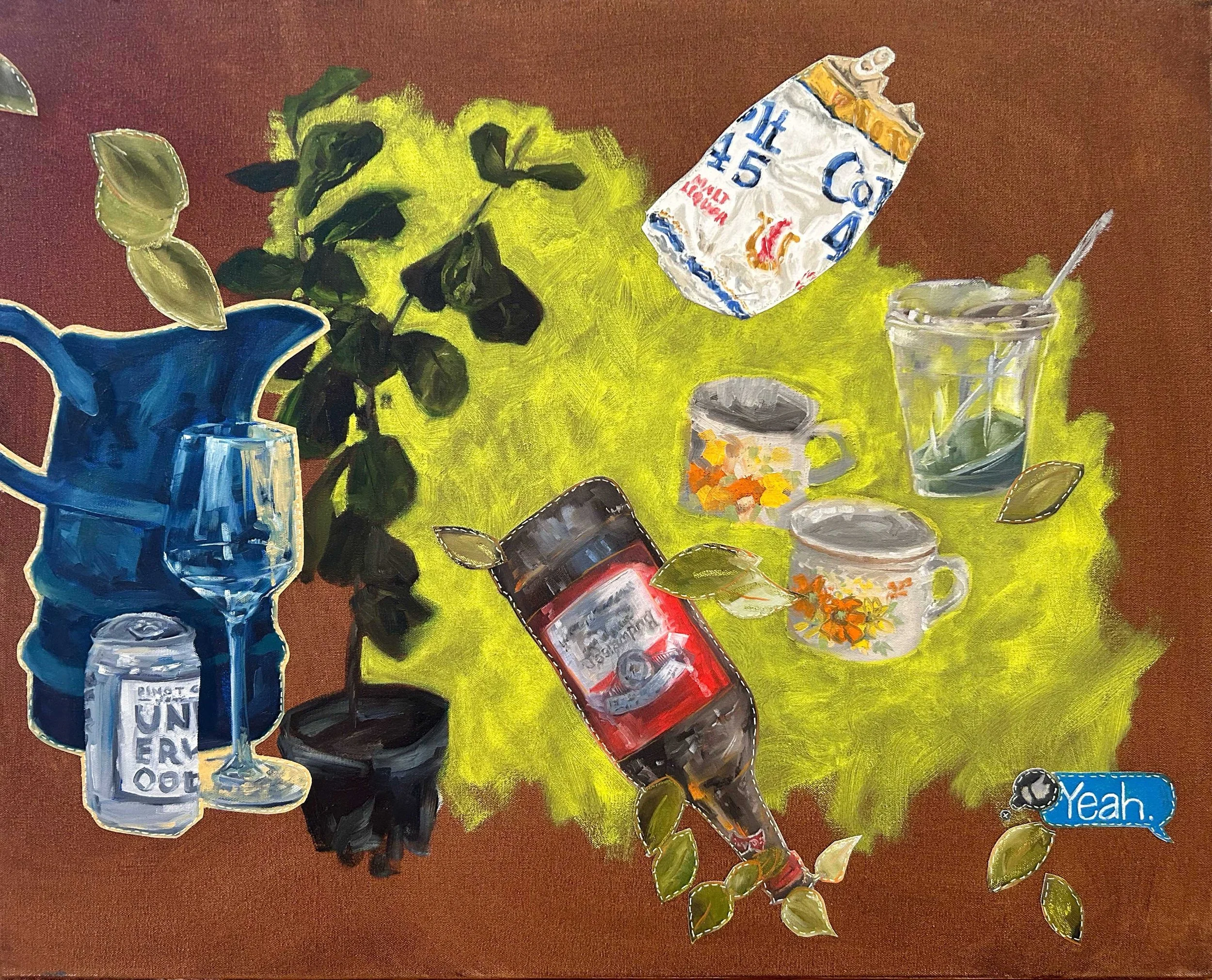 DrinksAndDrinkware_24x30_OilOnCanvasAndStitching_2024.jpg
