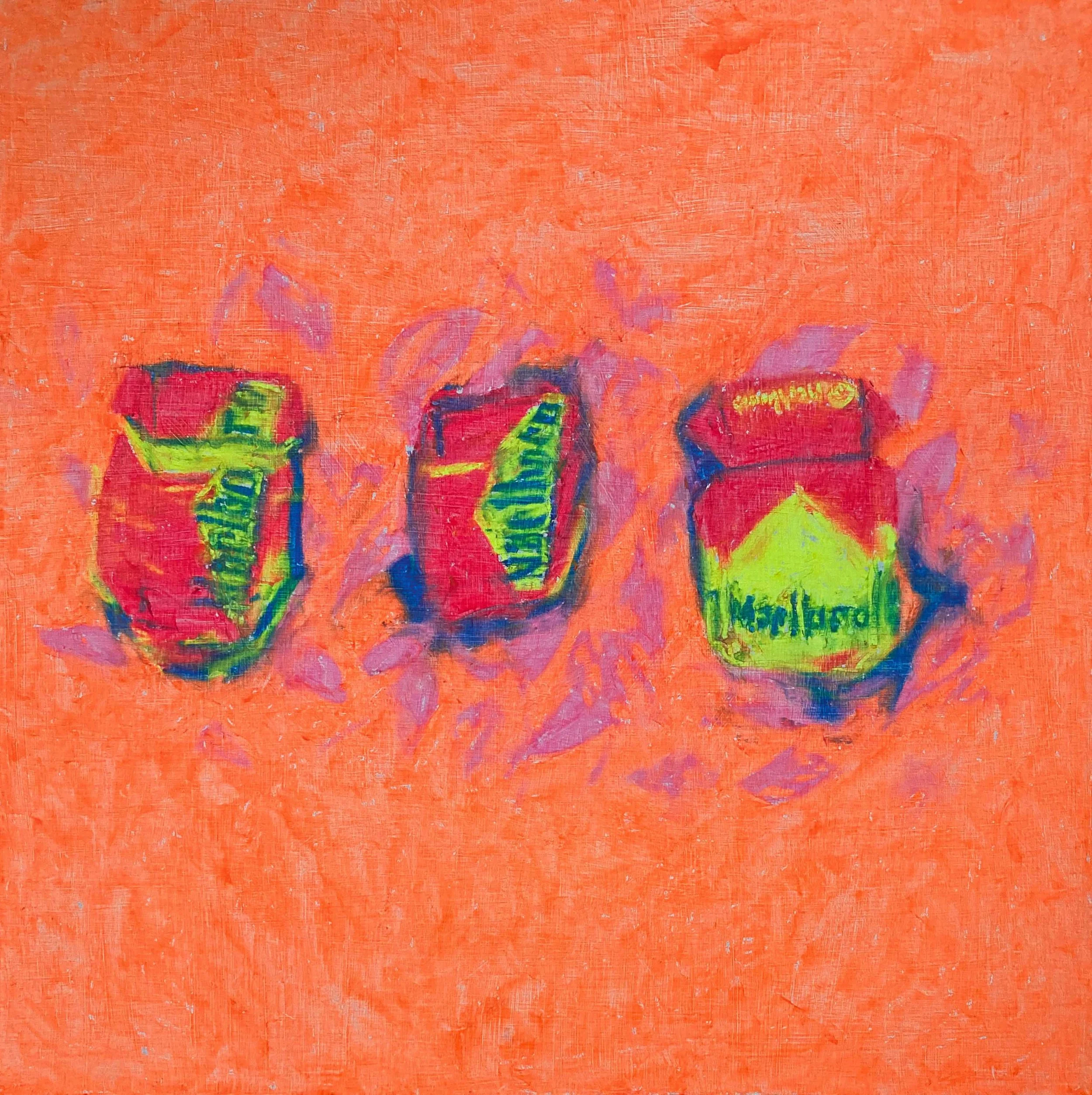 ThreeMarlborosAtTheEndOfLempAvenue_24x24_OilstickOnWoodPanel_2021.jpg