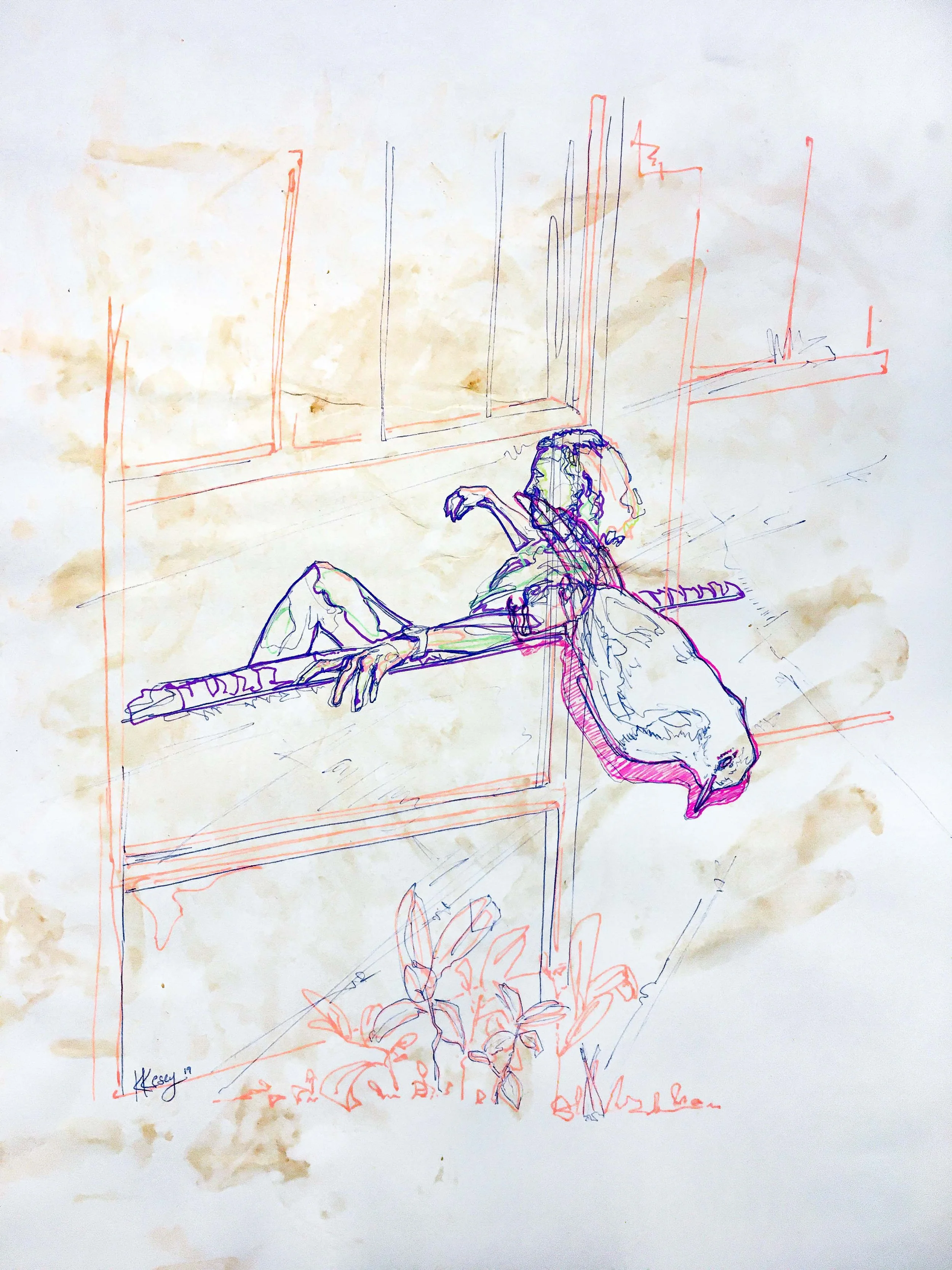 WhatWeBecome__Birdie_GelPenandCarrotdyedpaper_12x16_2019.jpg