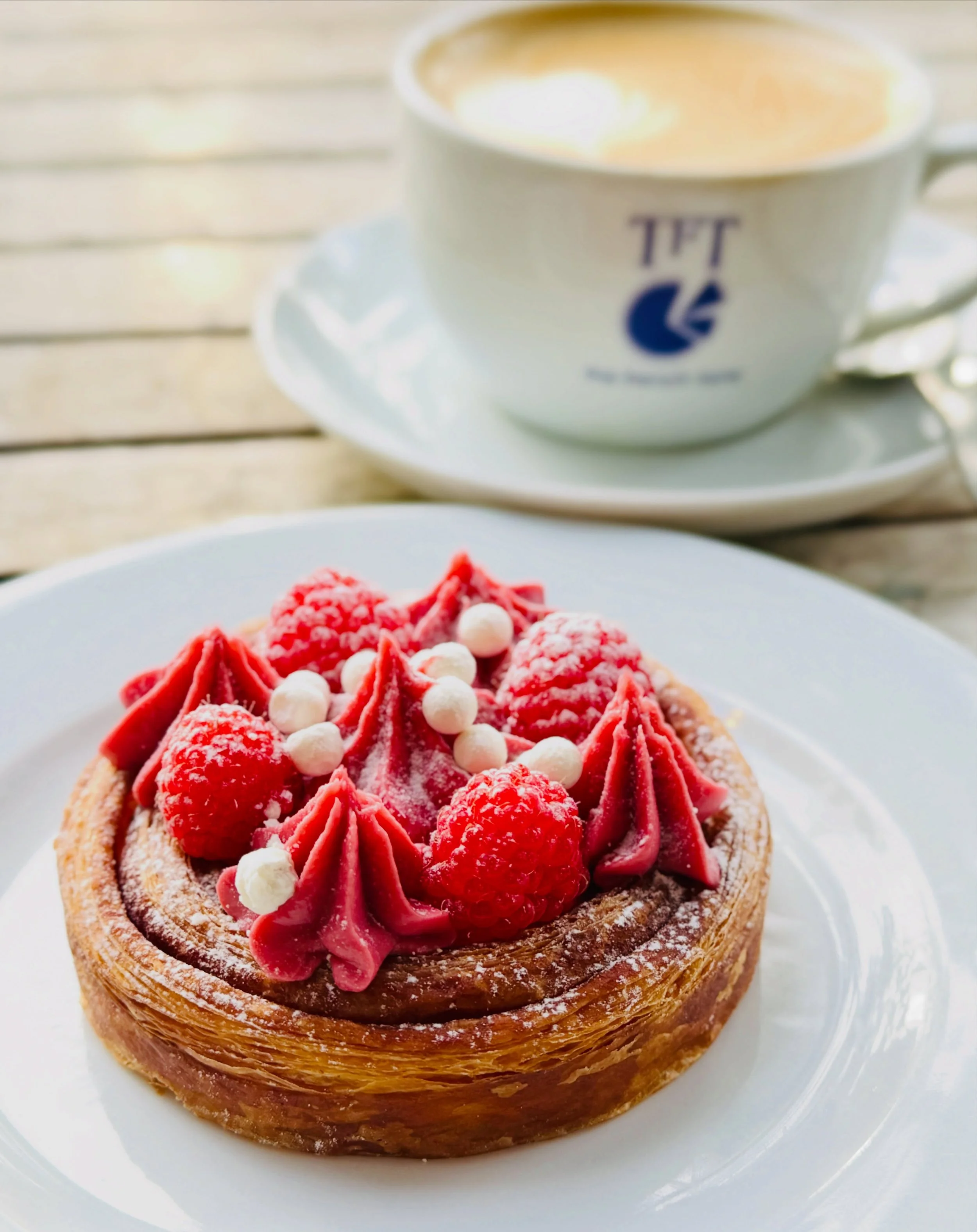 Raspberry &amp; Cinnamon Croissant Bun 
#Croissantbun #pastry #cafeinsurbiton #kingstonuponthames