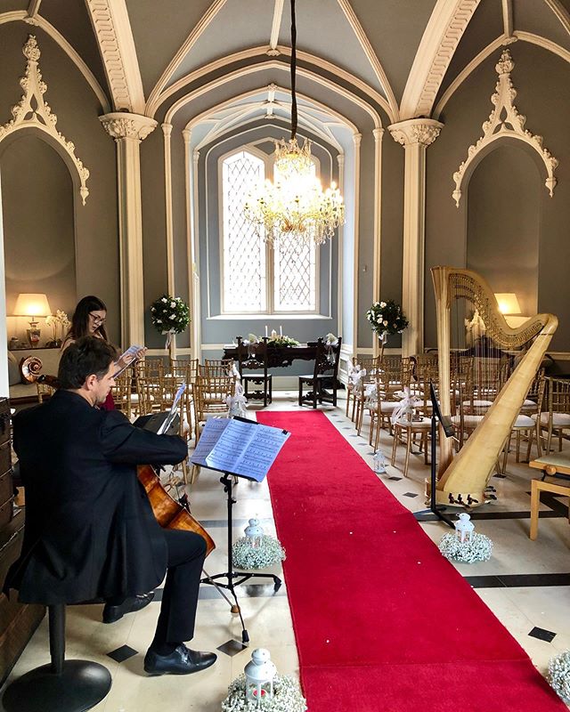 Sokol (cello) and Maria (piano) had a wonderful time yesterday performing in the fairytale surrounds of 15th-century Luttrellstown Castle. 🏰💍🥂🍾🍰
. 
Our musicians treated the exclusive gathering to classical, popular and traditional Irish music d