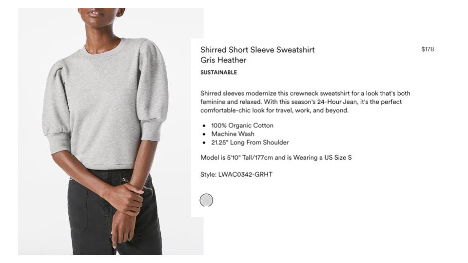 Frame Shirred Short Sleeve Sweatshirt.jpg