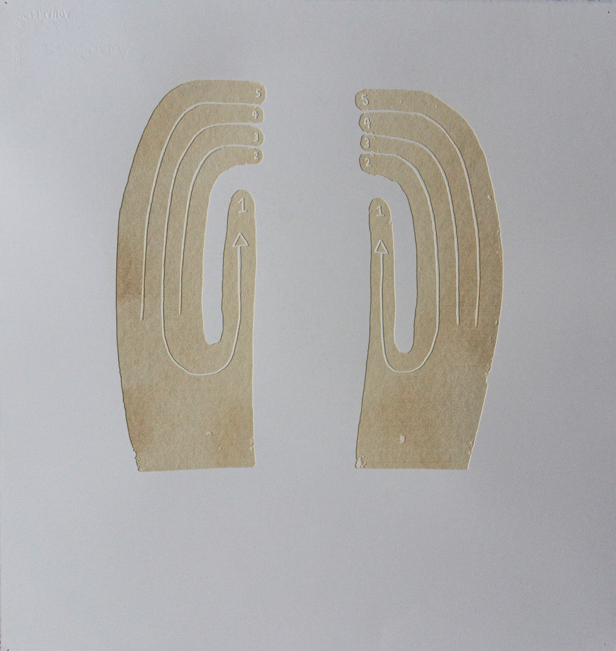 Hands 1, 2019, Laser engraved paper, 15.5" x 17"