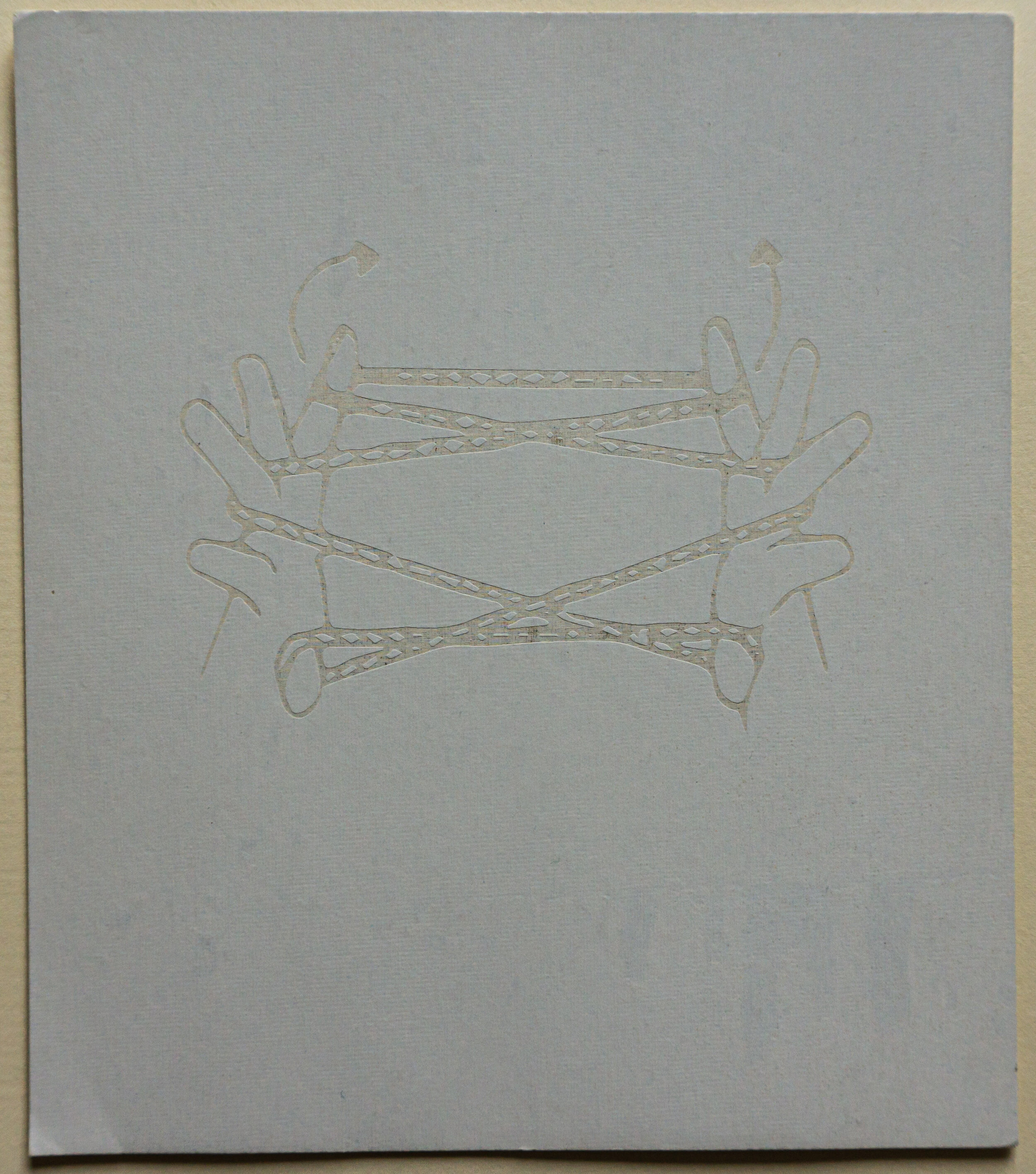 String Figure, 2019, Laser engraved found paper, 4.5" x 4.5"
