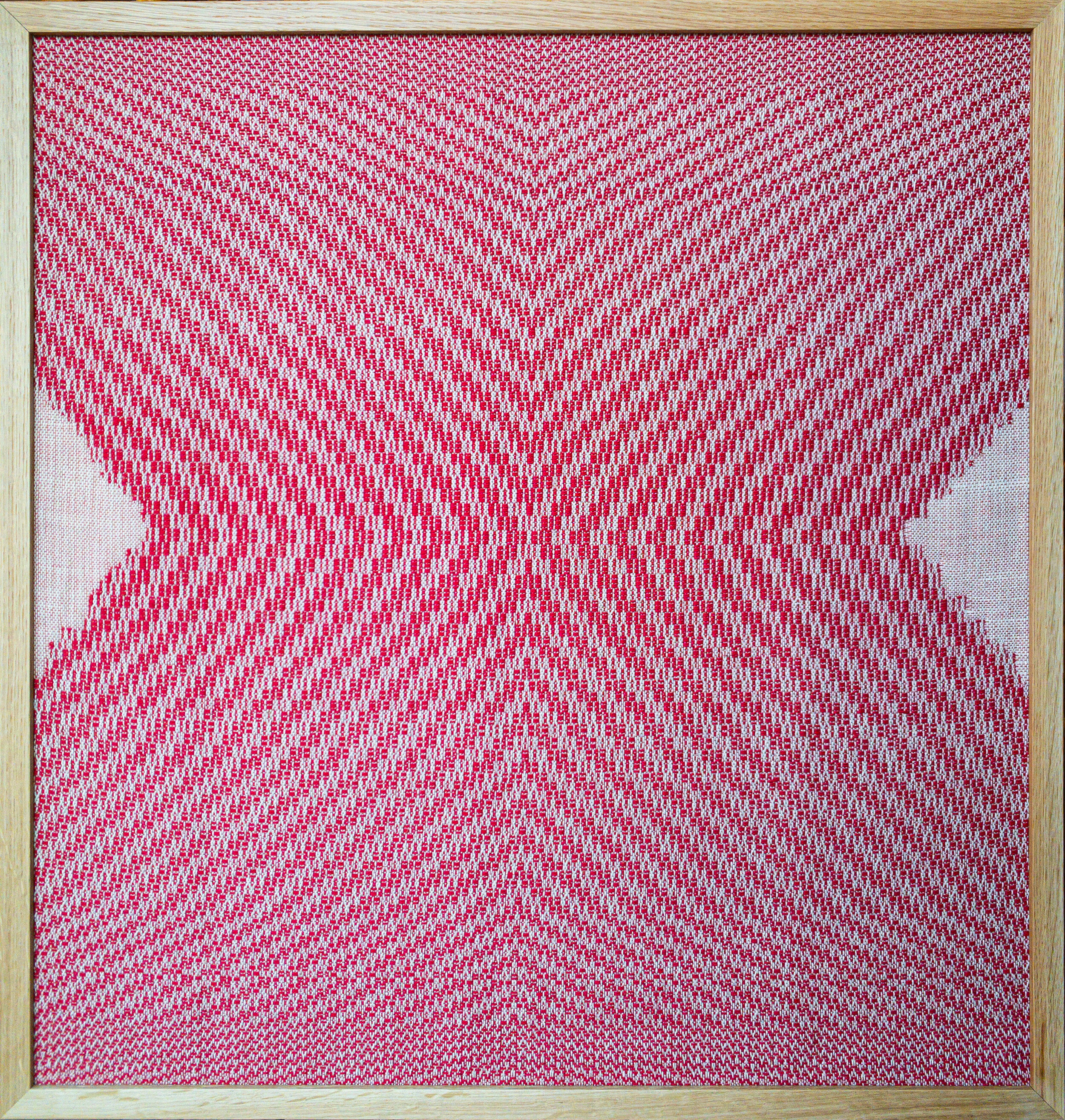 CURVED THREADING I, 2020, HANDWOVEN COTTON AND LINEN, 25" x 27"