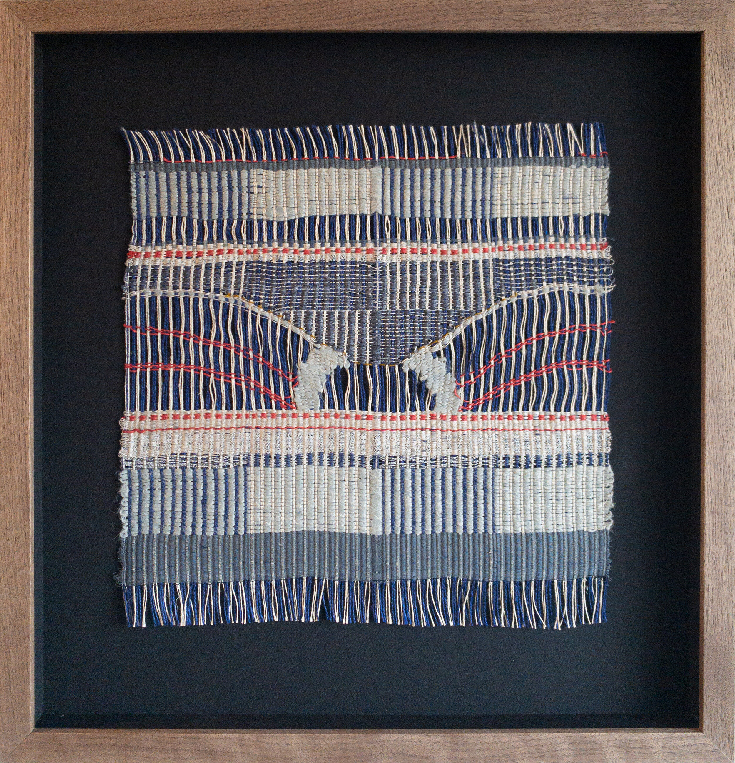 LINEN CROSS WARP V, 2020, HANDWOVEN PAPER, LINEN, SILK, 12" x 12”