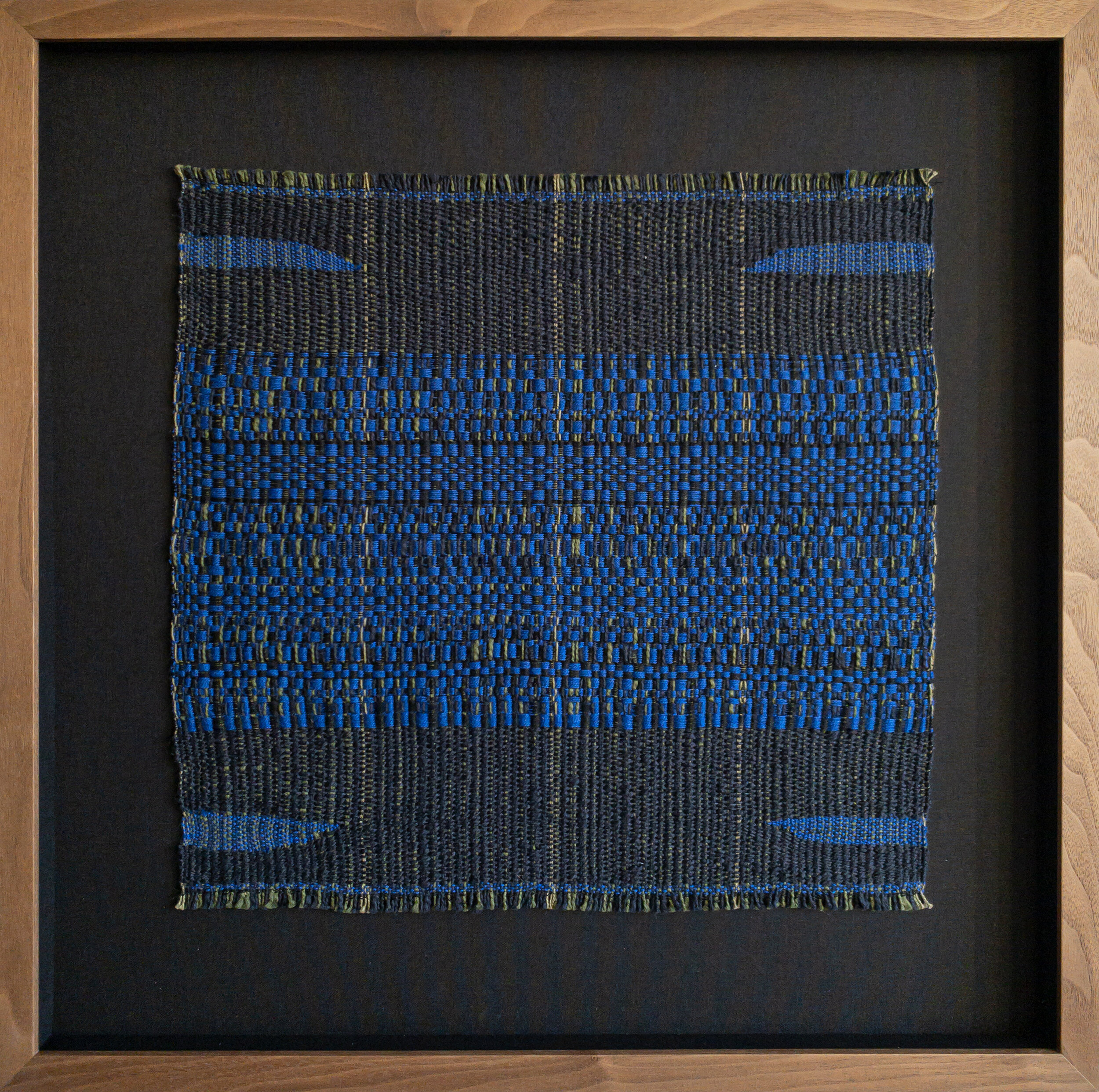 COLOUR AND WEAVE WARP III, 2020, HANDWOVEN COTTON AND LINEN, 15" x 14.5" 
