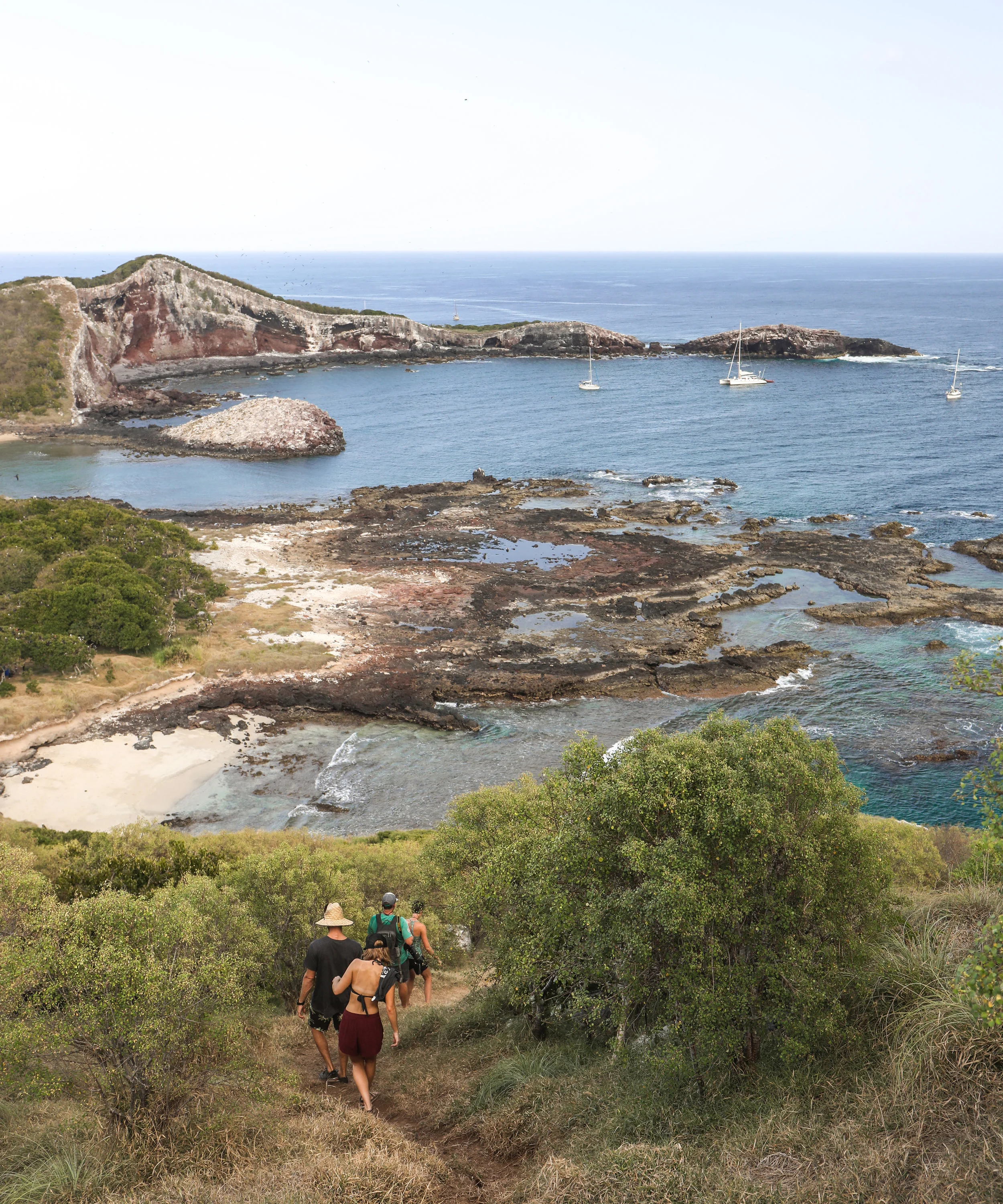 Exploring the island’s trails with the crew.