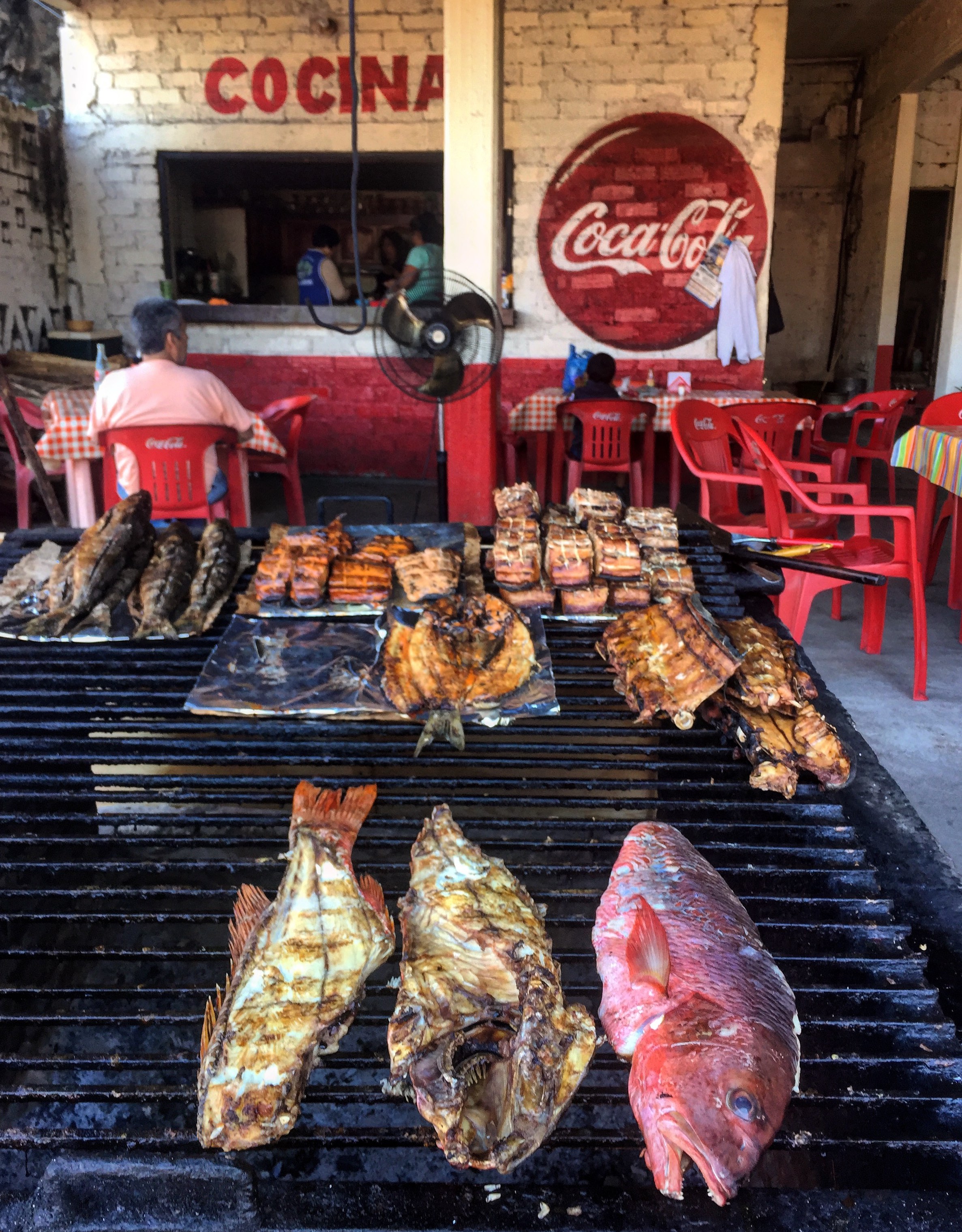 Typical lunch on the streets of San Blas.