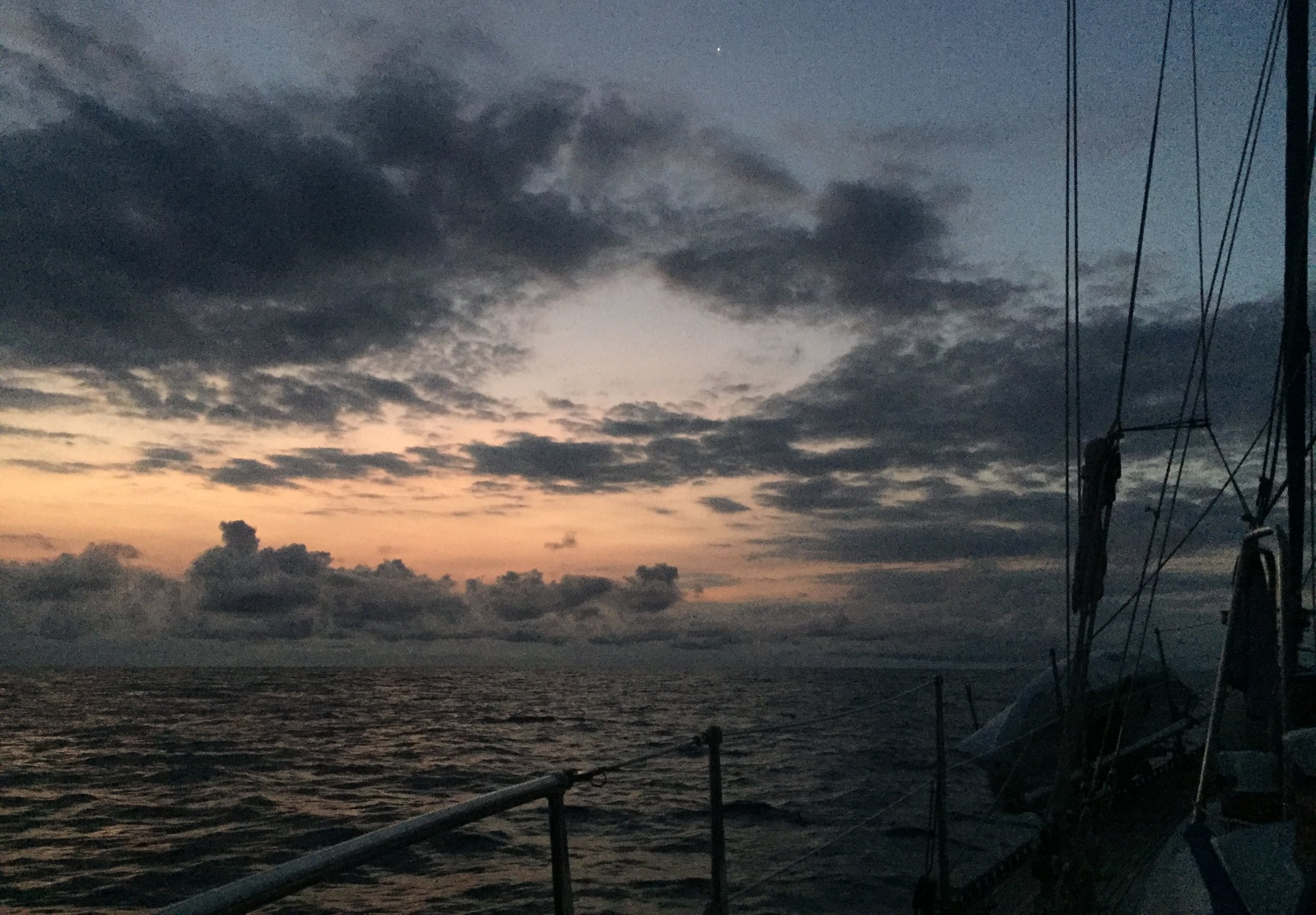 Motoring into our first night crossing the Gulf of Tehuantepec.