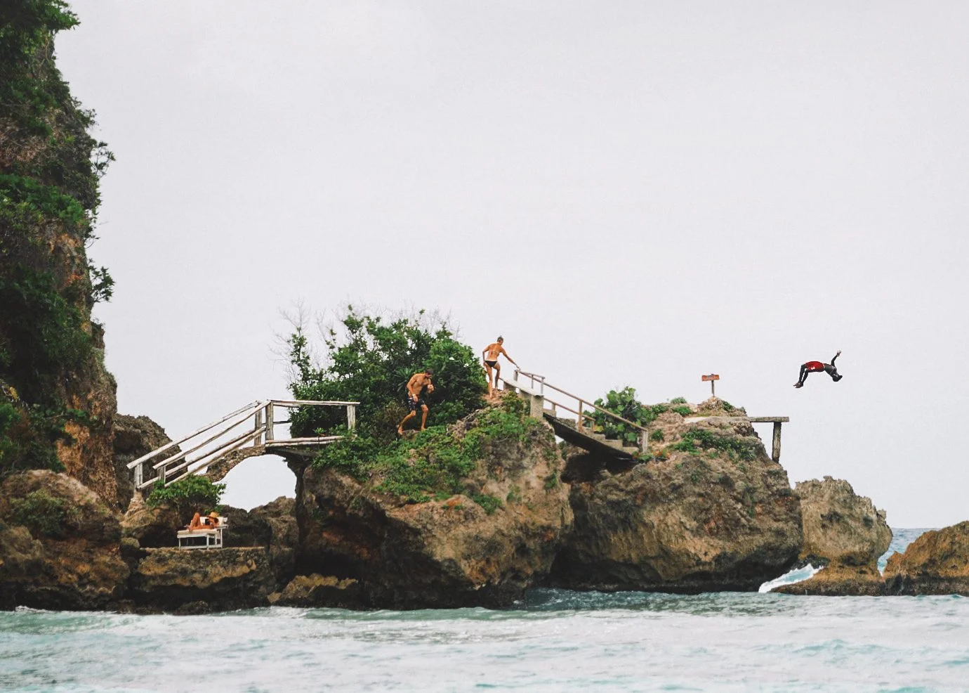 Rock jumping at Boston Beach.