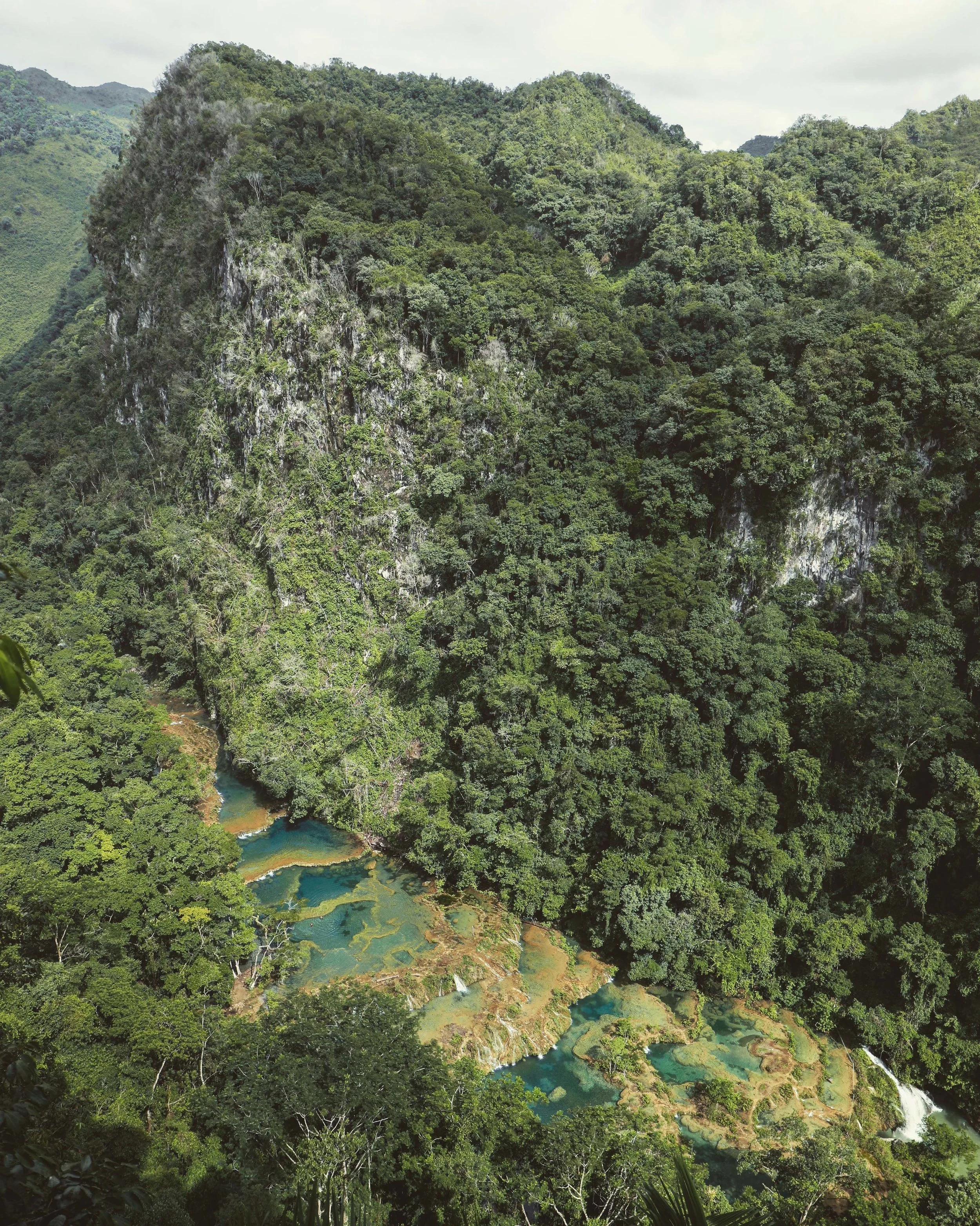 The view of Semuc Champey from the mirador.