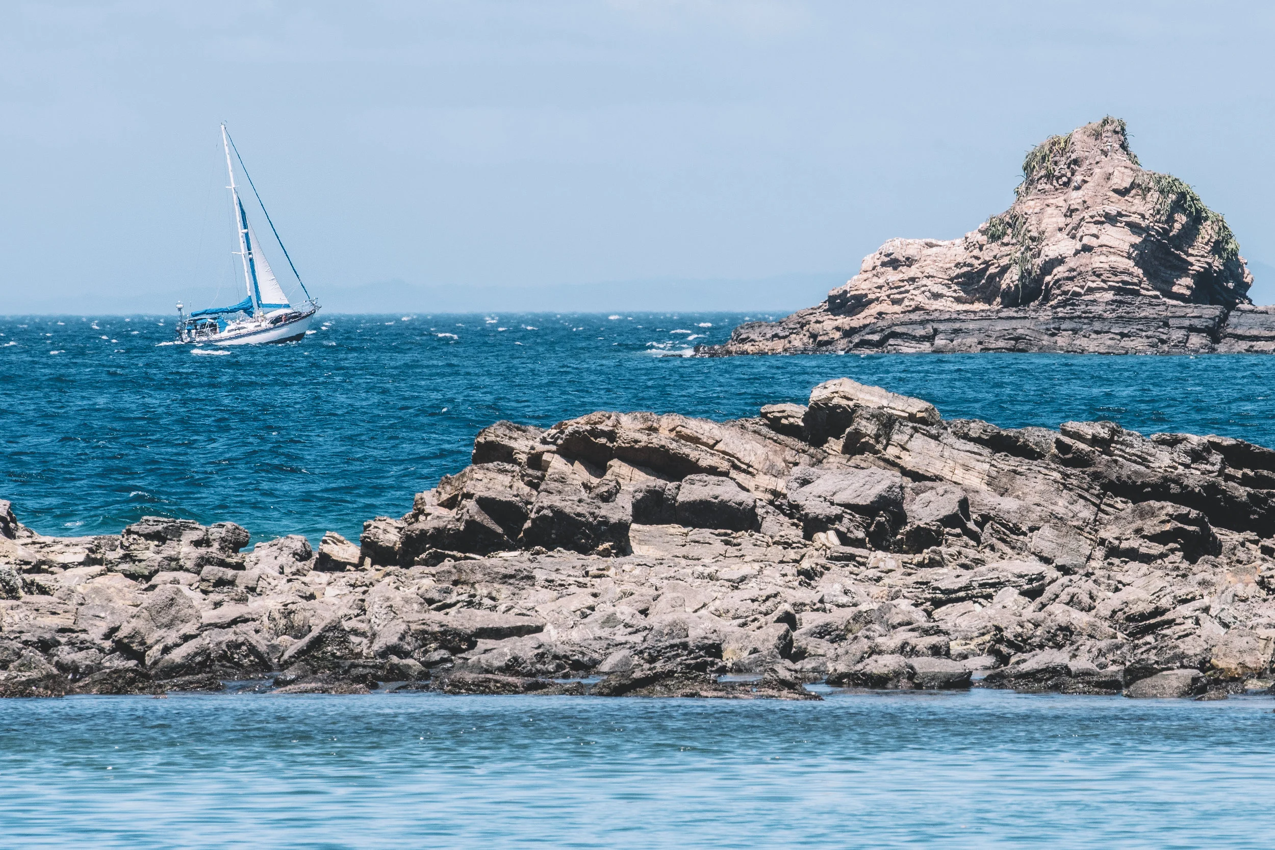 Agape trying her best to sail into a 30+ knot headwind. Photo by John Guillote