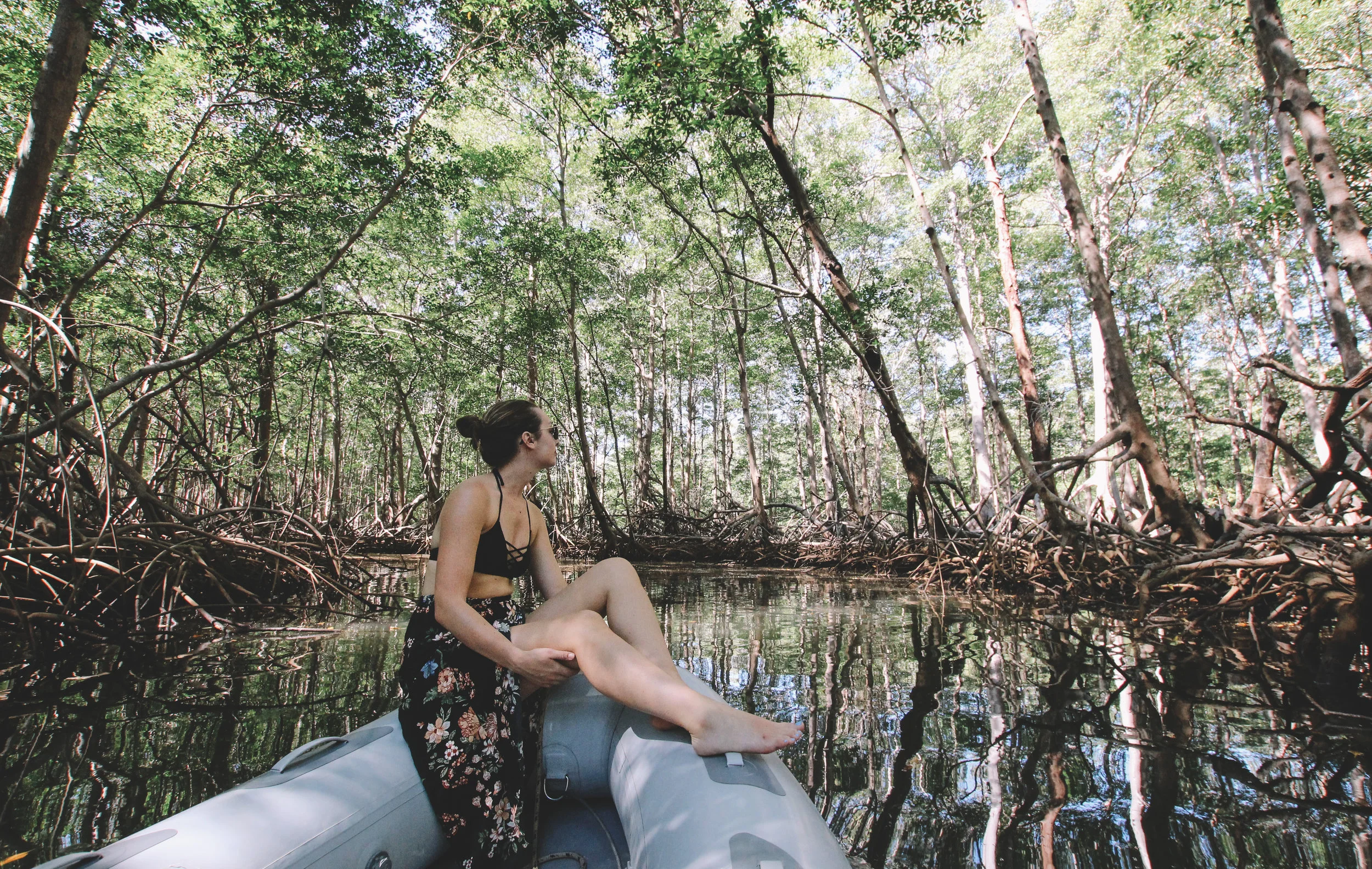 Exploring the mangroves and looking for crocodiles and wild parrots.