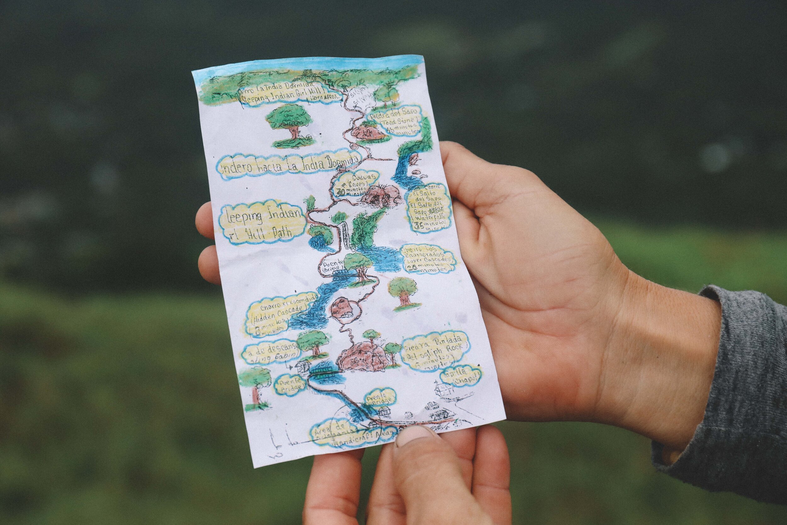 Our beautiful hand drawn map of the area!