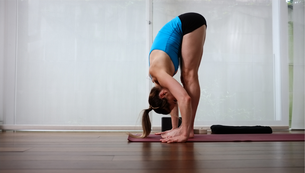 In Balance Hot Yoga - Uttanasana – Forward Fold. . A very simple pose, but  one that brings a lot of benefit to so many parts of our body. . Do this