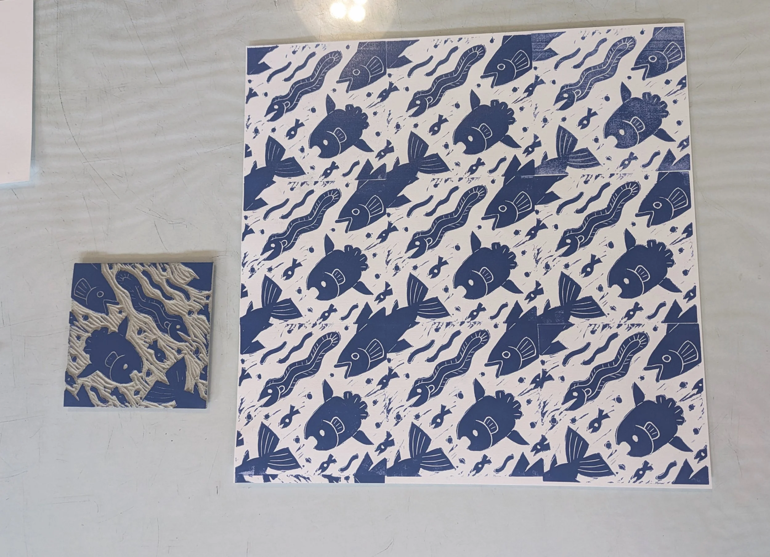 Repeating Pattern Linocut