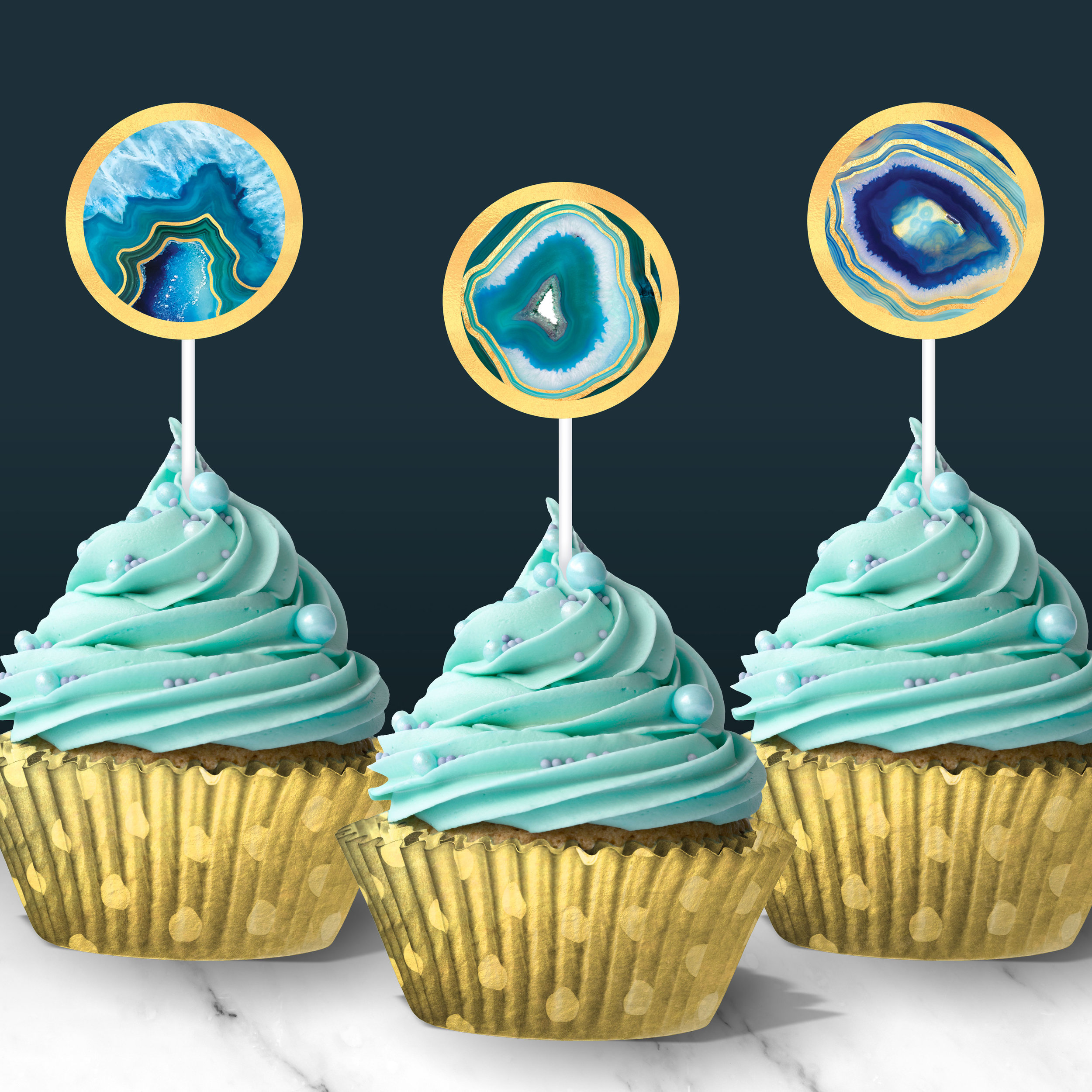 Geode Cupcake Toppers